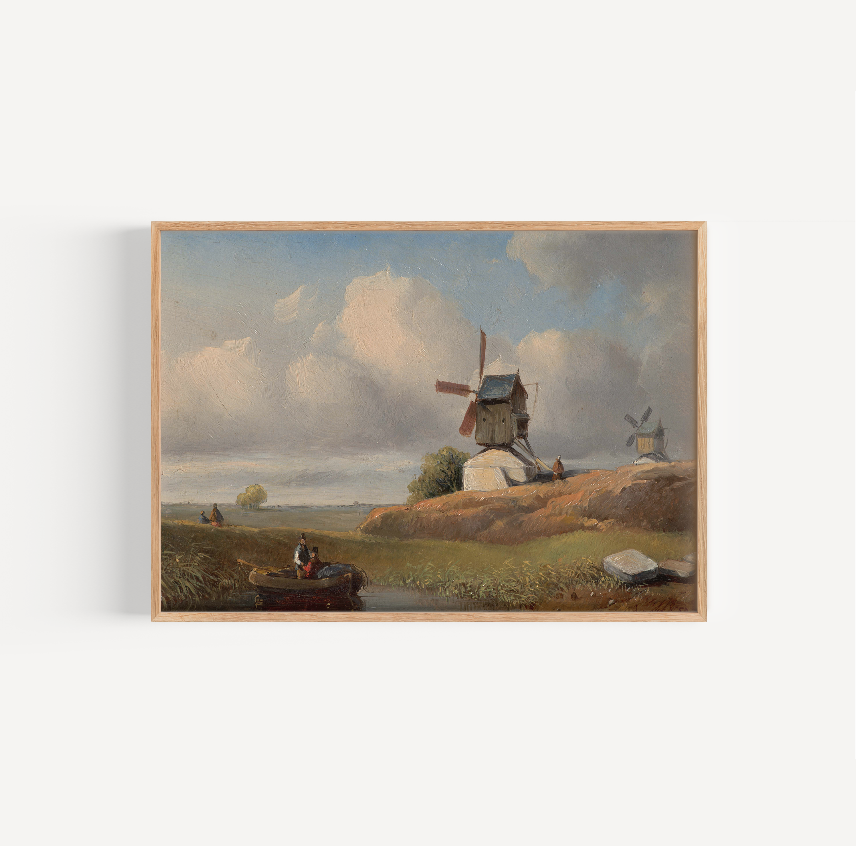 Willem Lodewijk Andrea - Landschap met twee molens poster van schilderij