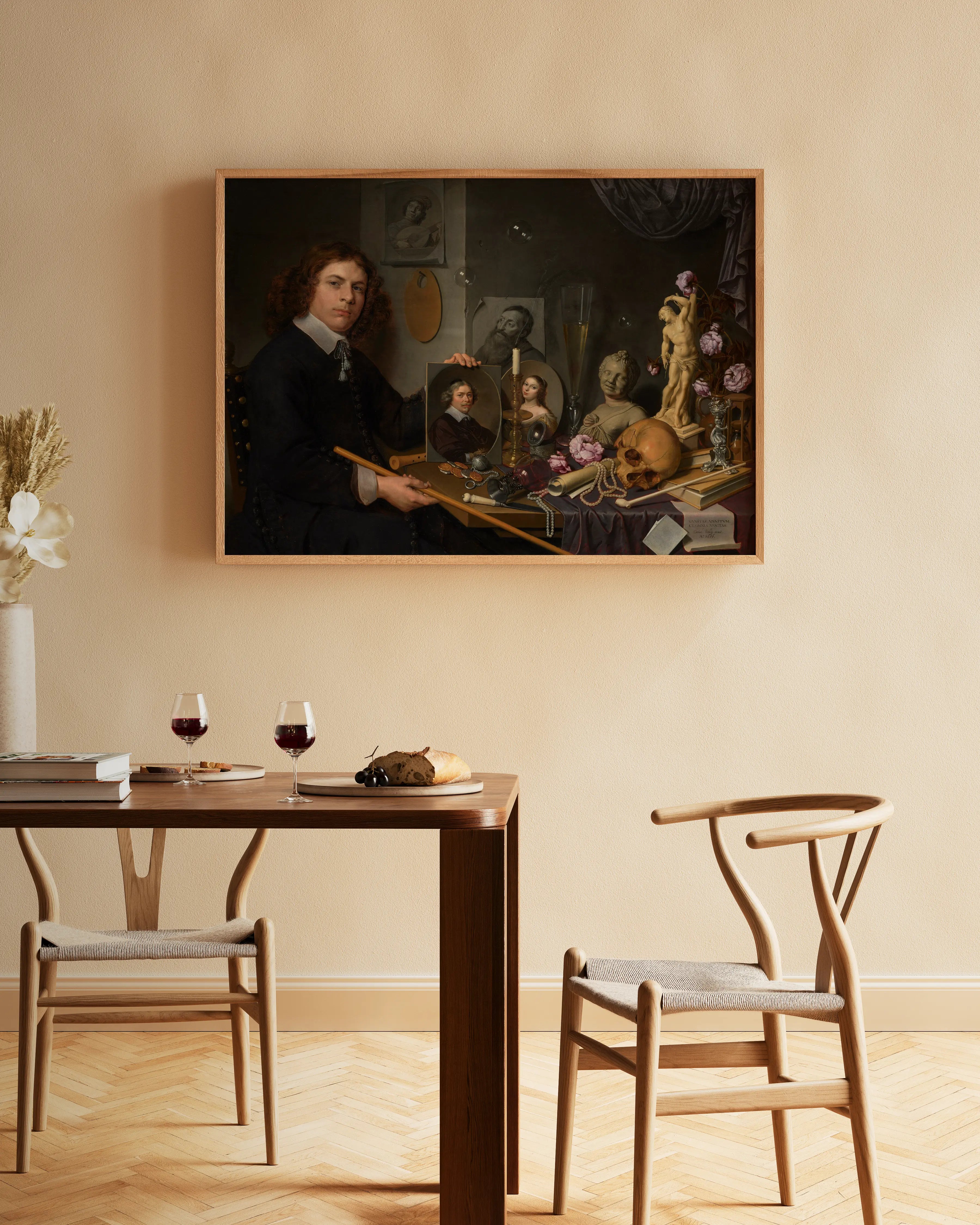 David Bailly - Vanitasstilleven met portret van een jonge schilder poster van schilderij