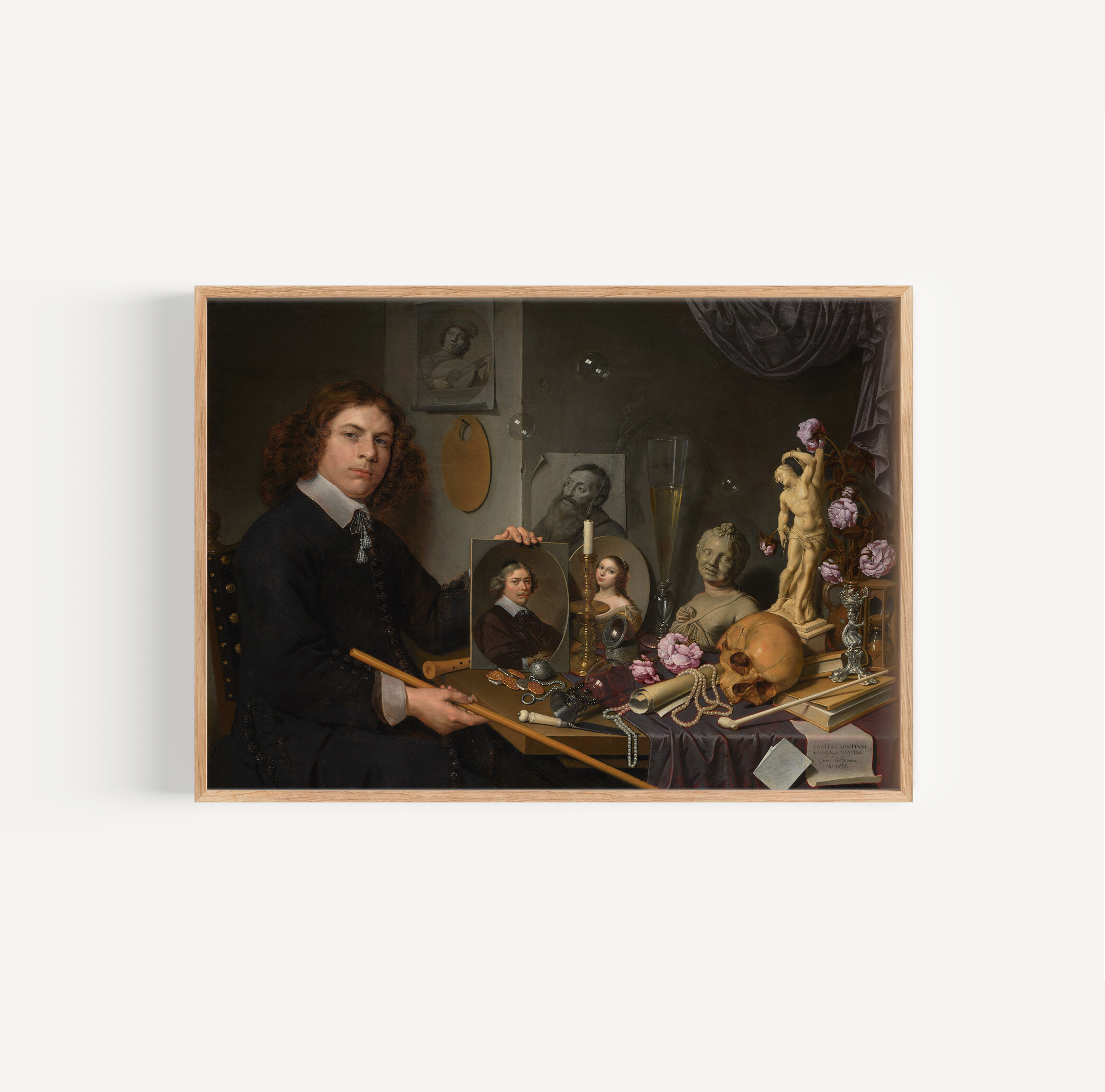 David Bailly - Vanitasstilleven met portret van een jonge schilder poster van schilderij