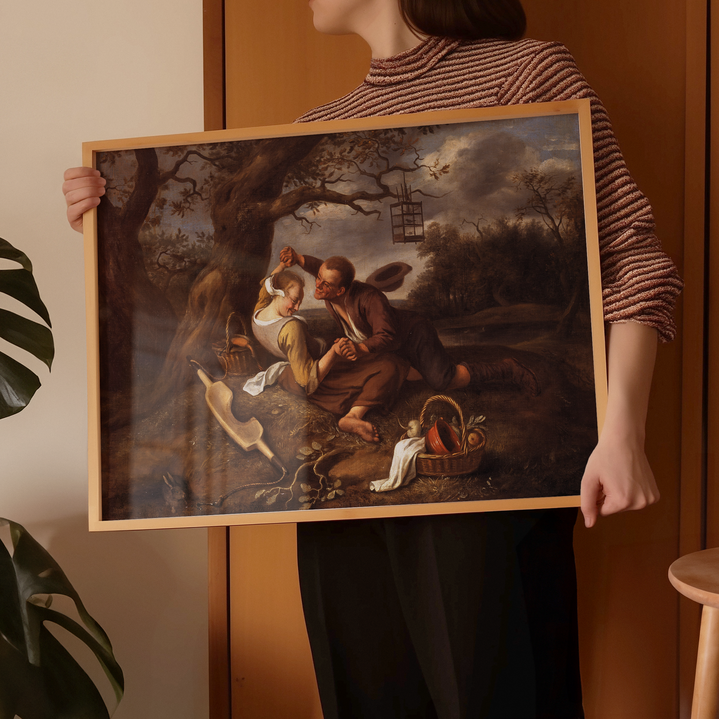 Jan Steen - Stoeiend paar poster van schilderij