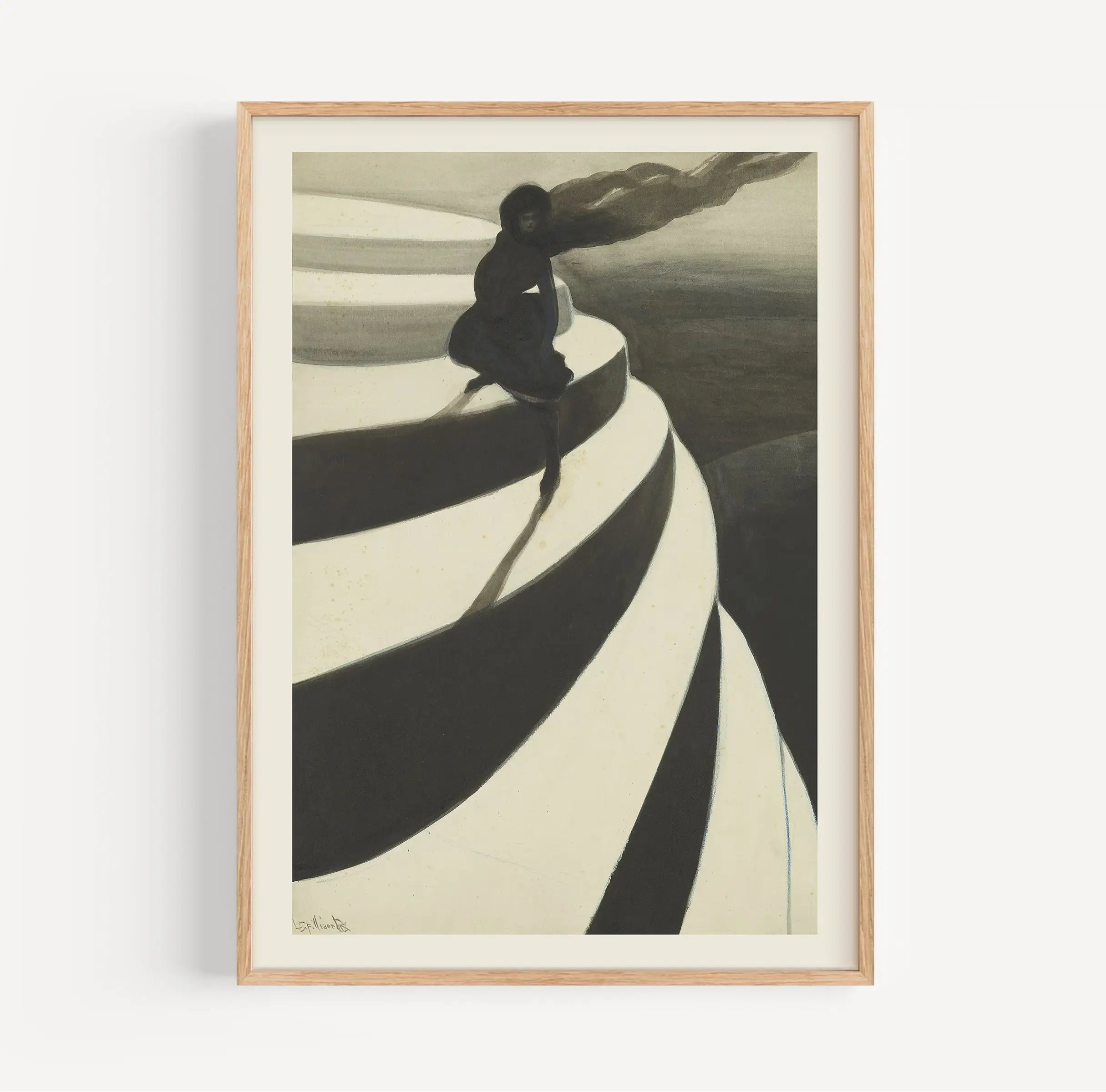 Geverfde zwart-wit kunstprint in lijst van Léon Spilliaert Vertigo Poster