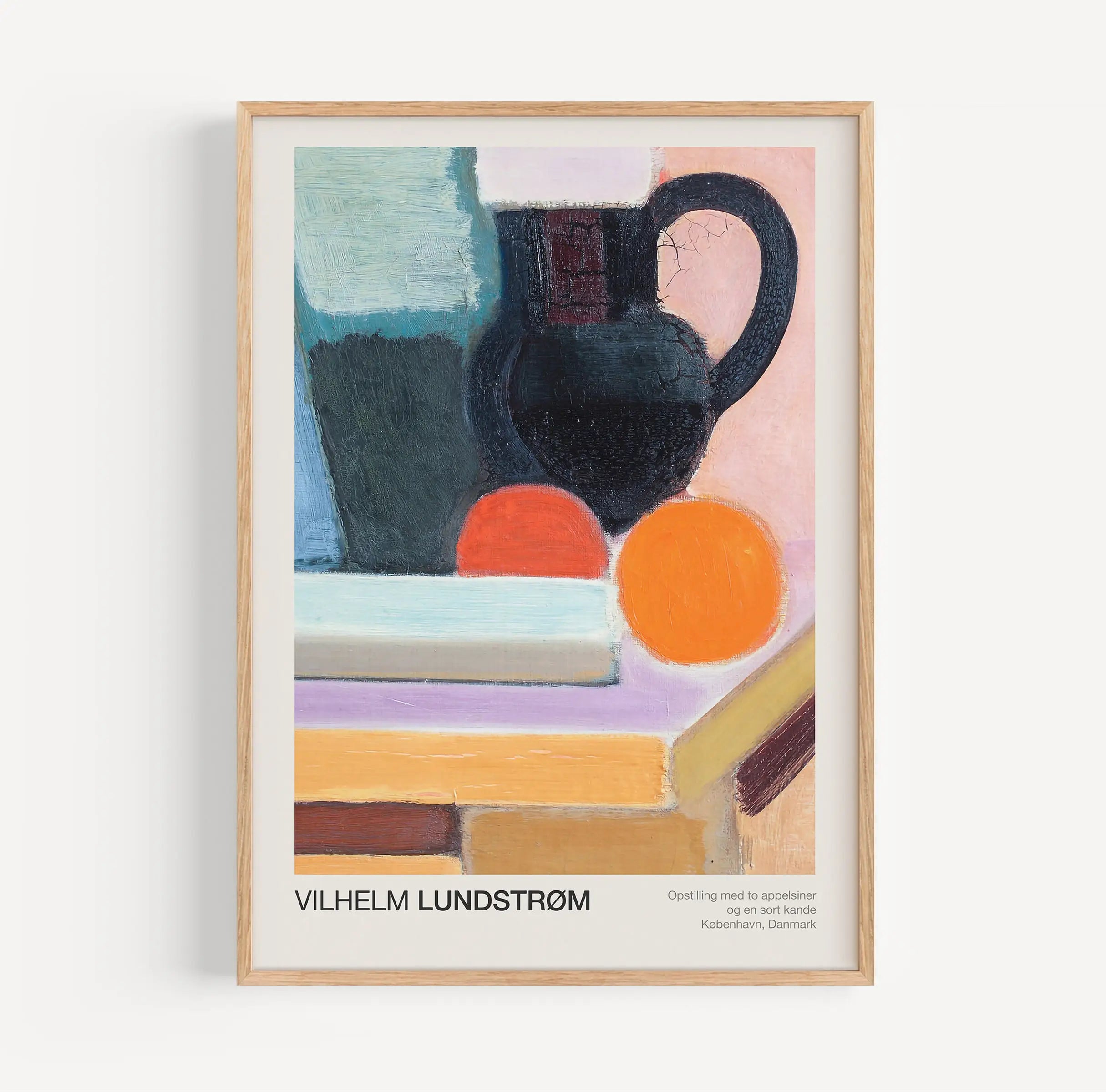 Gespeeld abstract stillleven schilderij in lijst voor Lundstroms Stilleven met Appels