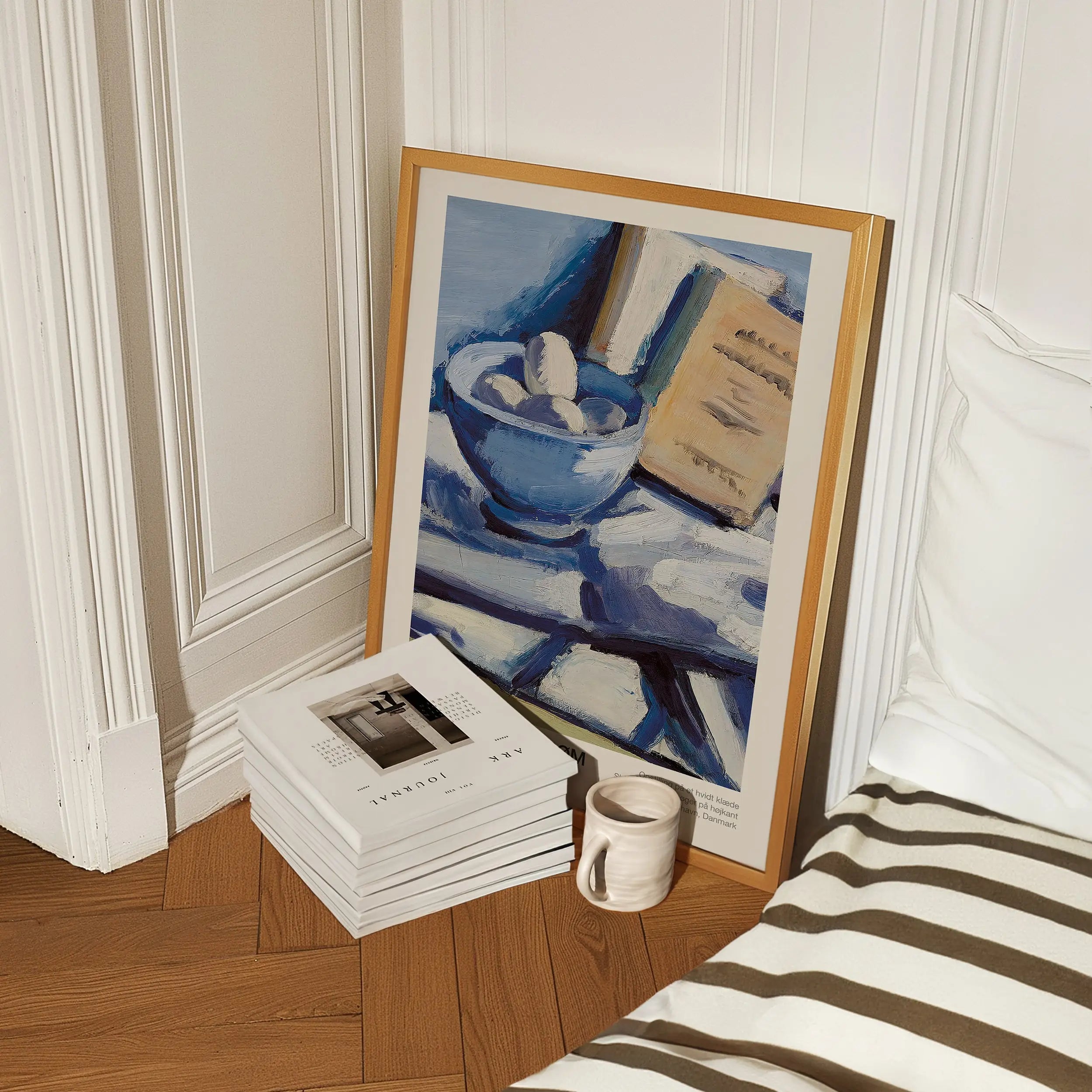 Gehangen stillleben schilderij Lundstroms Stilleven met Eieren en Boeken