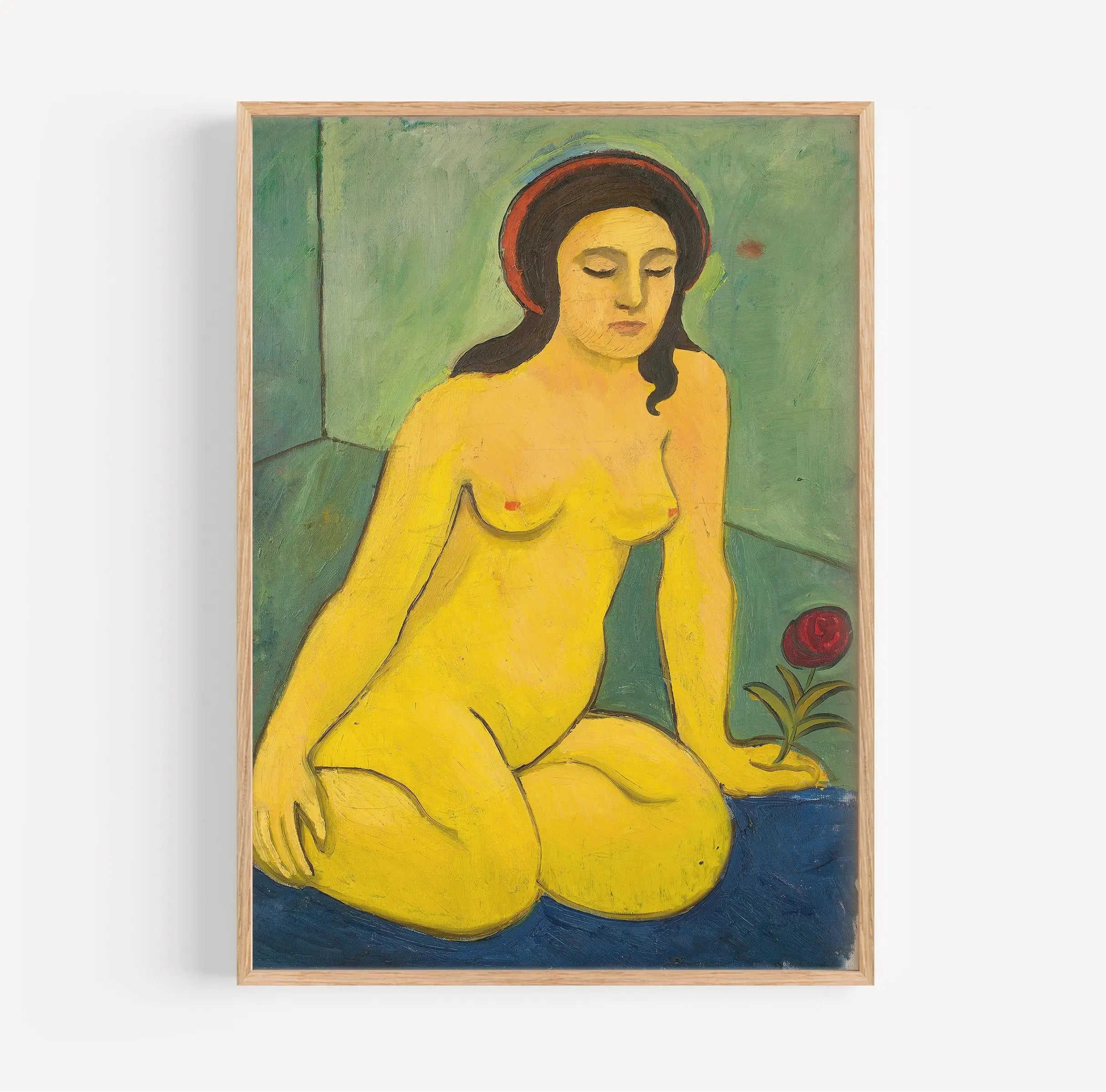 Framed nude woman painting from Macke Poster Nacktes Mädchen collectie