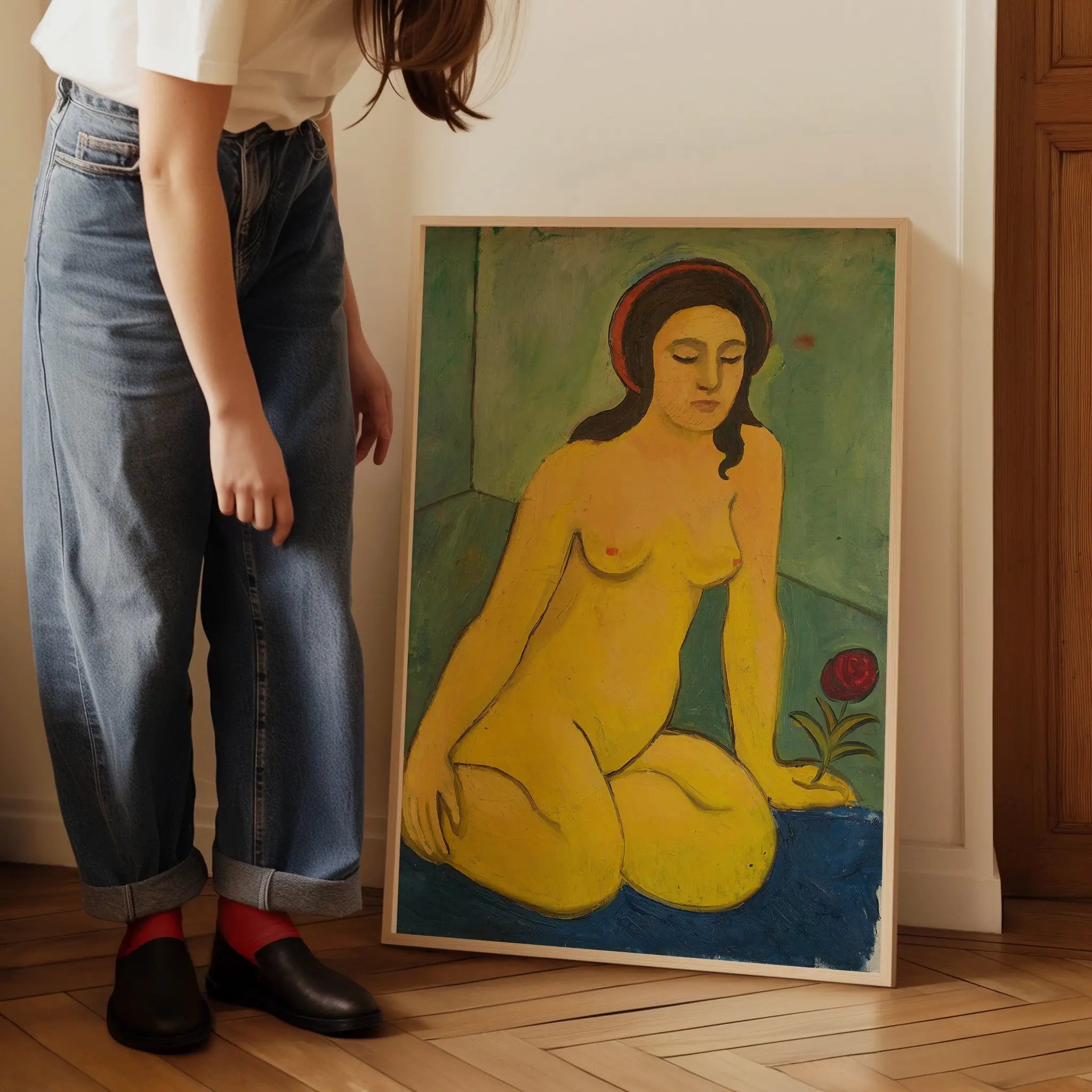 Gedetailleerde poster van een naakte vrouw door Macke, perfect voor kunstliefhebbers