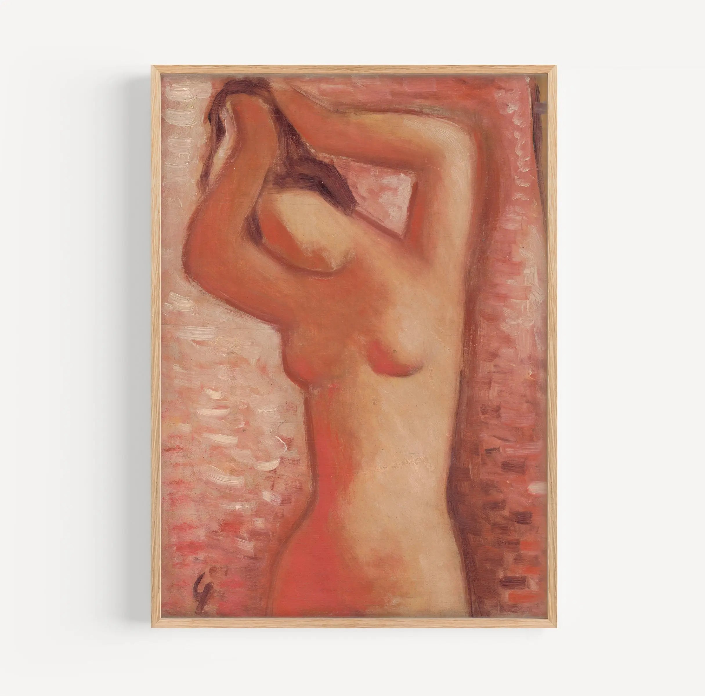 Gezicht op een geramd naakt schilderij uit de Mikuláš Galanda After Bath Poster collectie