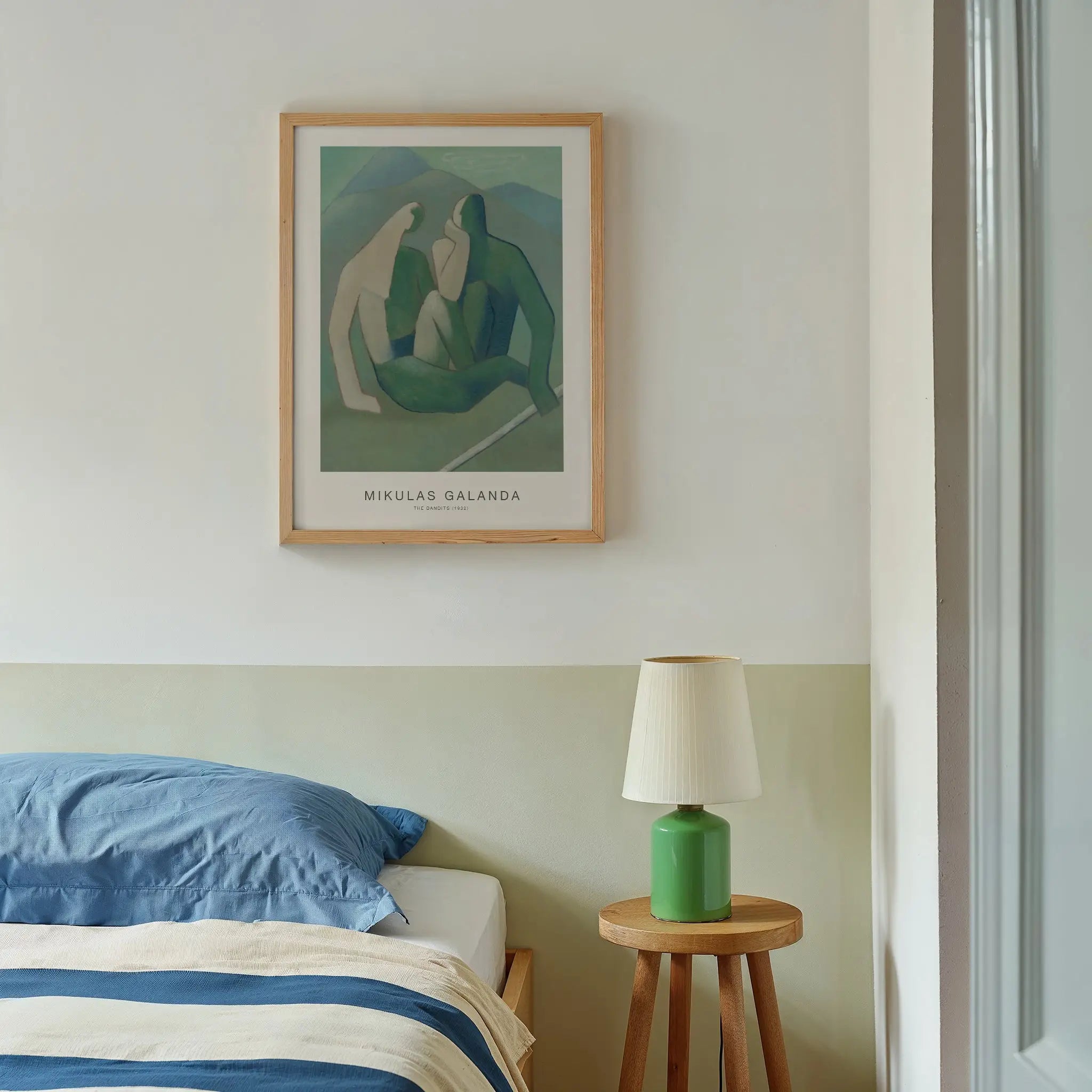 Gepersonaliseerde groene en witte kunstprint in lijst voor Mikulas Galanda De Bandieten Poster