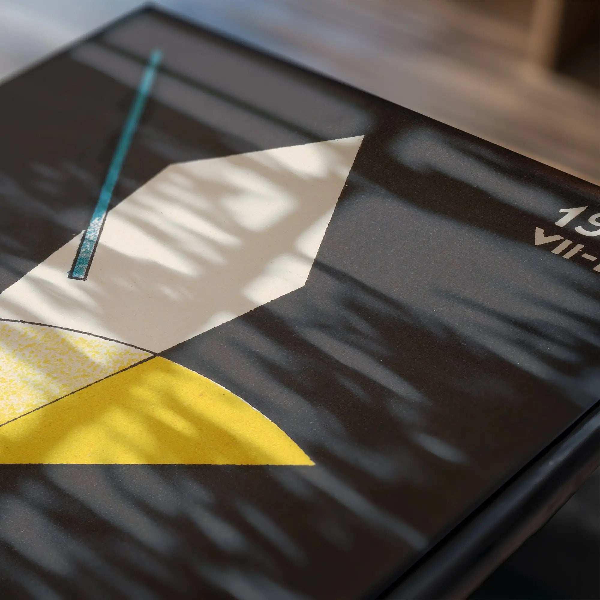 Geometrisch patroon op een doos voor Moholy-Nagy Bauhaus Poster Nr 7
