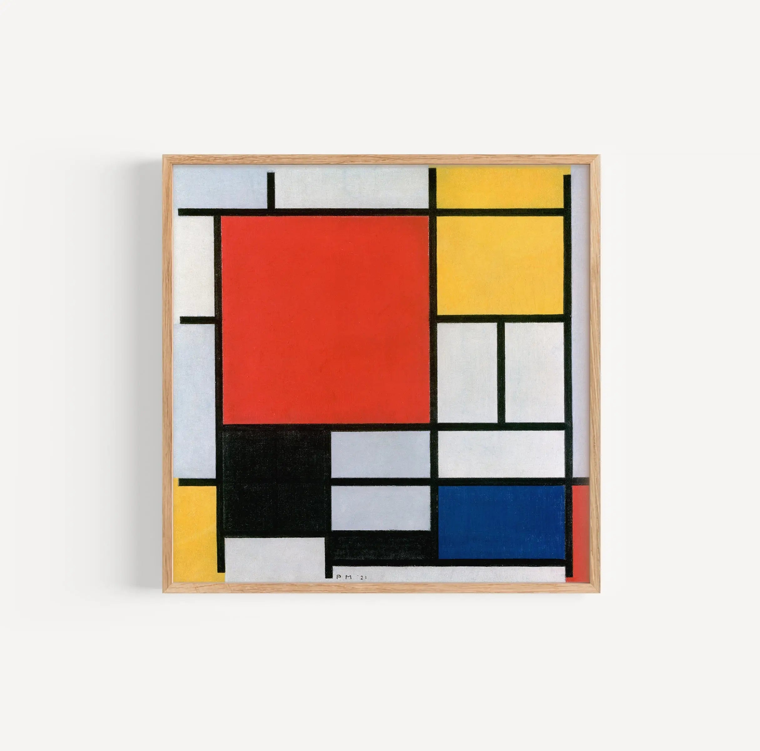 Ingelijste Mondriaan-Stijl abstracte poster voor moderne artistieke decoratie