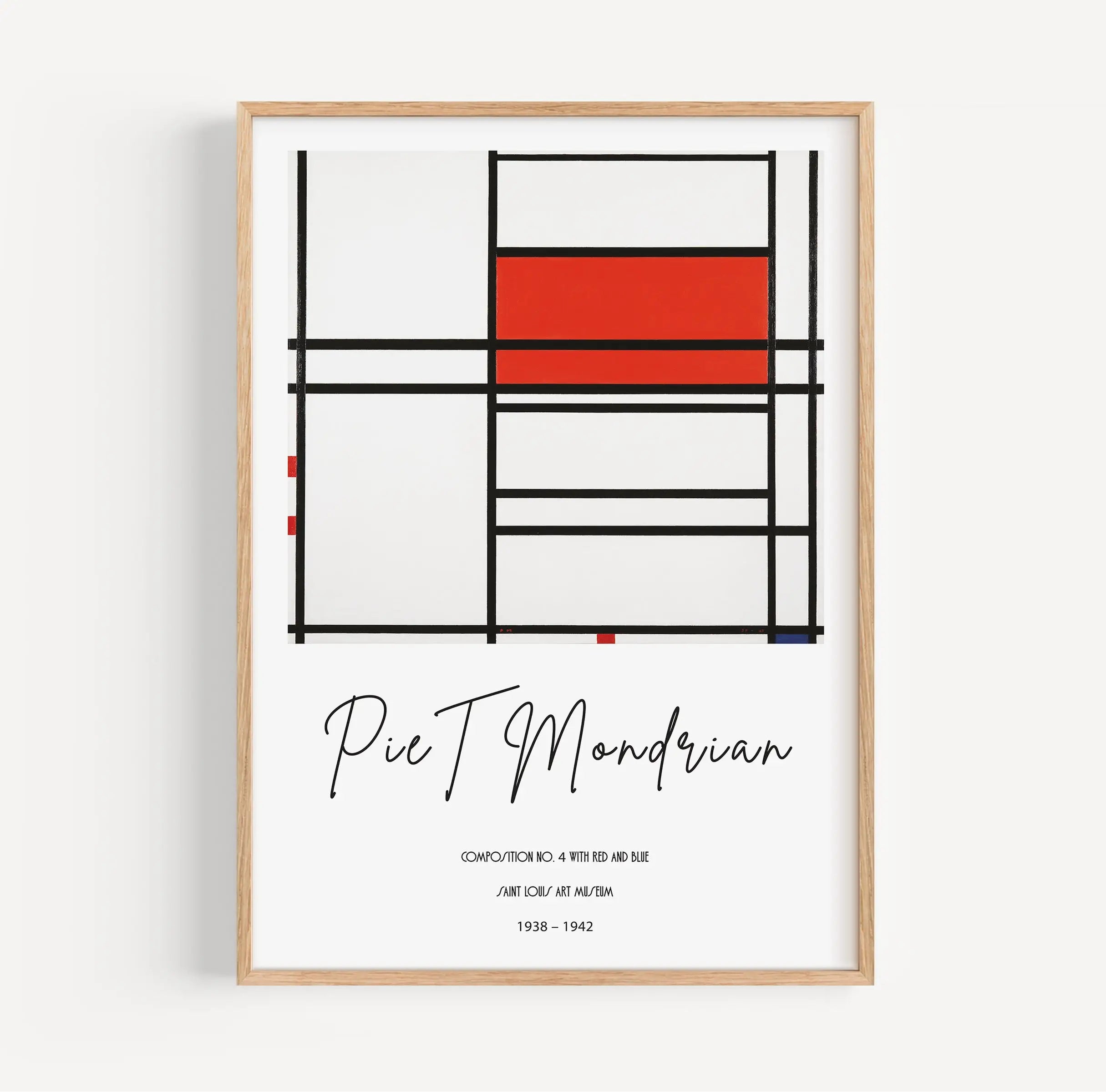 Gestreept Piet Mondrian kunstwerk in lijst op Mondriaan Poster Compositie nr. 4