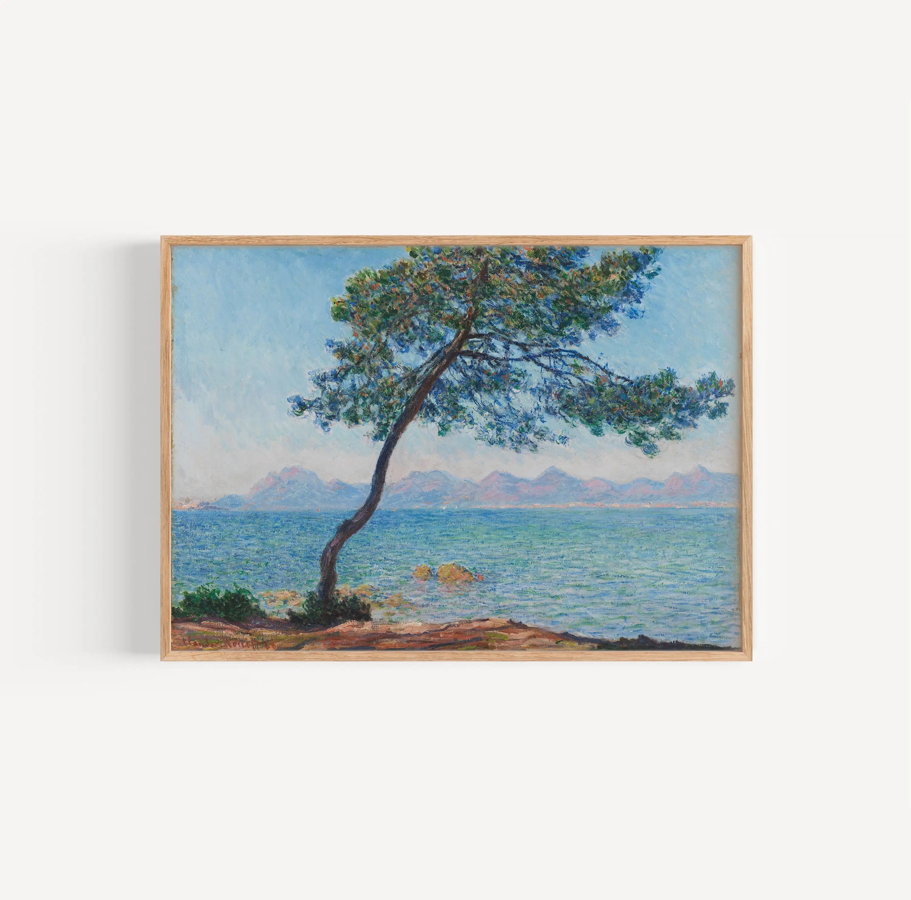 Framed landscape painting als Monet Antibes Poster op de muur