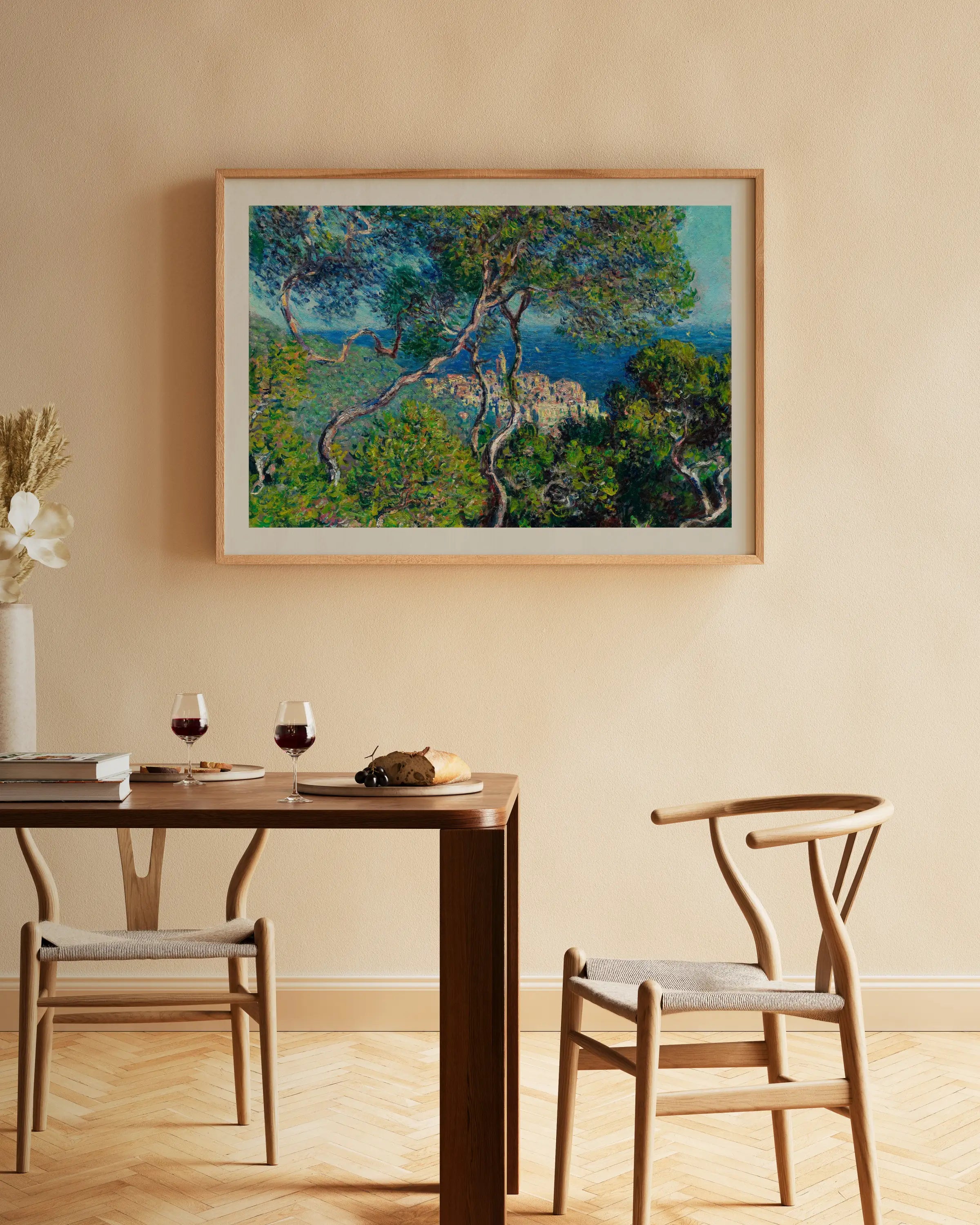 Gehangen landschapsschilderij als wanddecoratie voor Monet Bordighera Poster