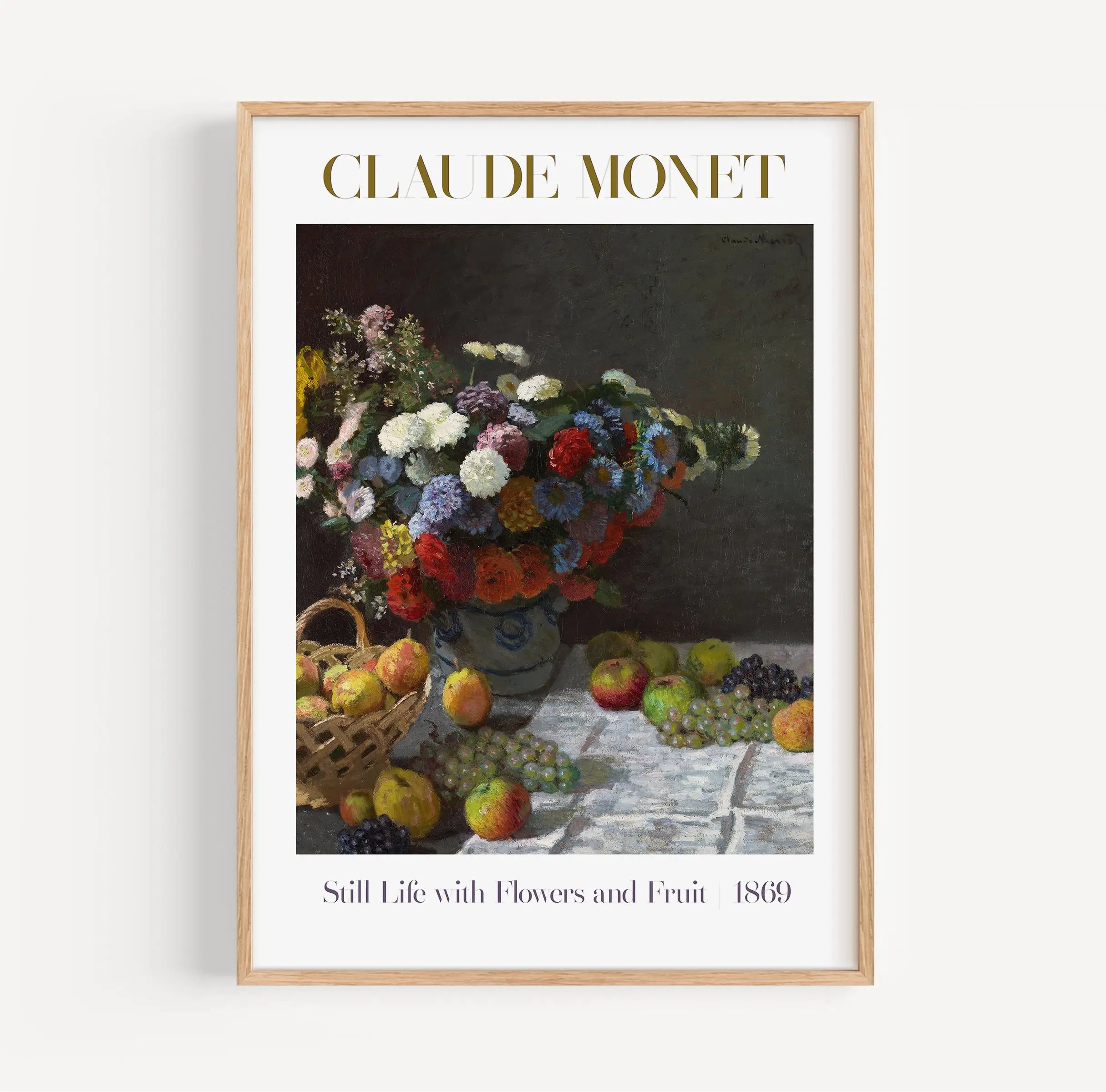 Gepresenteerde Monet Still Life met Bloemen en Fruit Poster met gerahmde bloemen en fruit still life