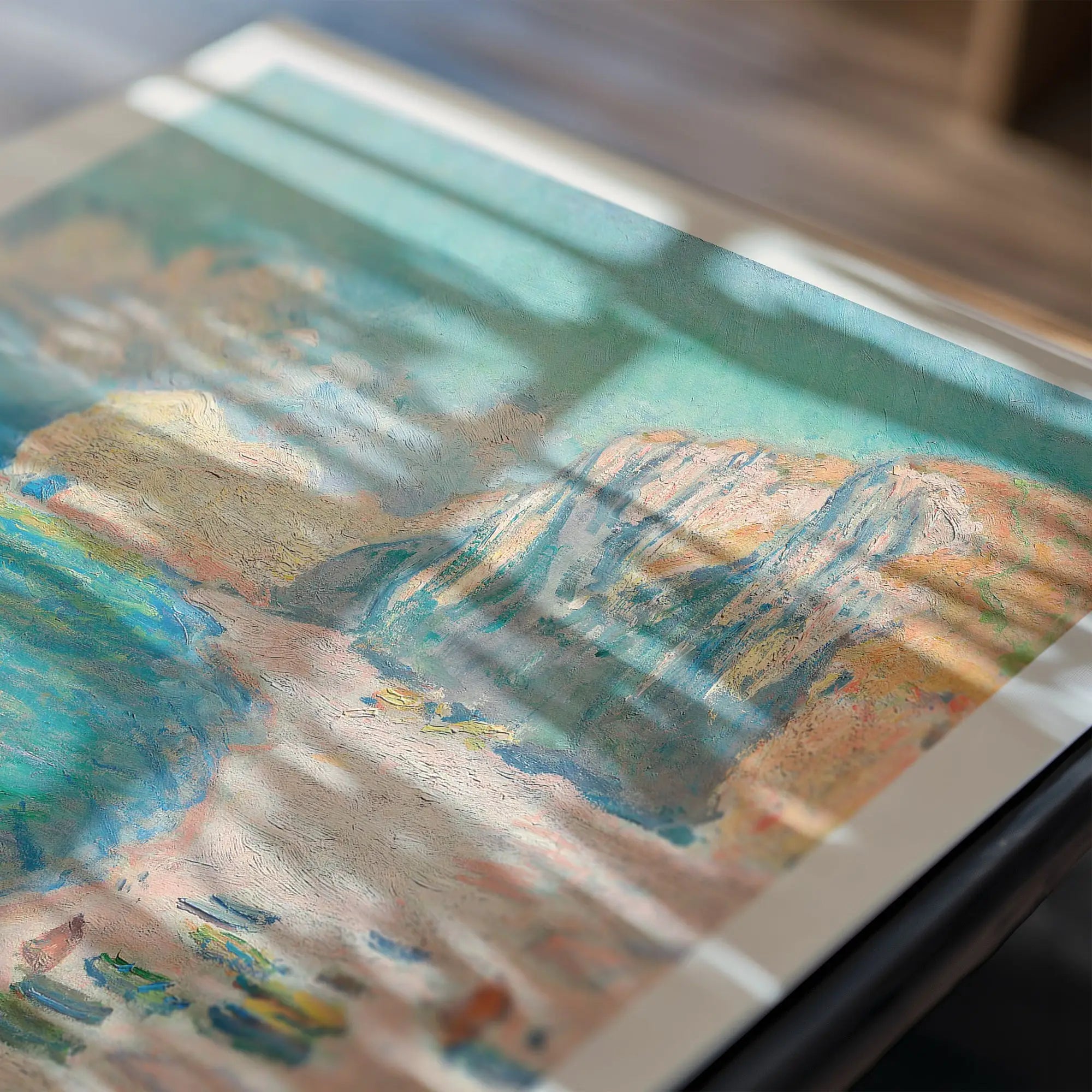 Gerapporteerde impressionistische landschapsschildering voor Monet Strand en Klif Poster