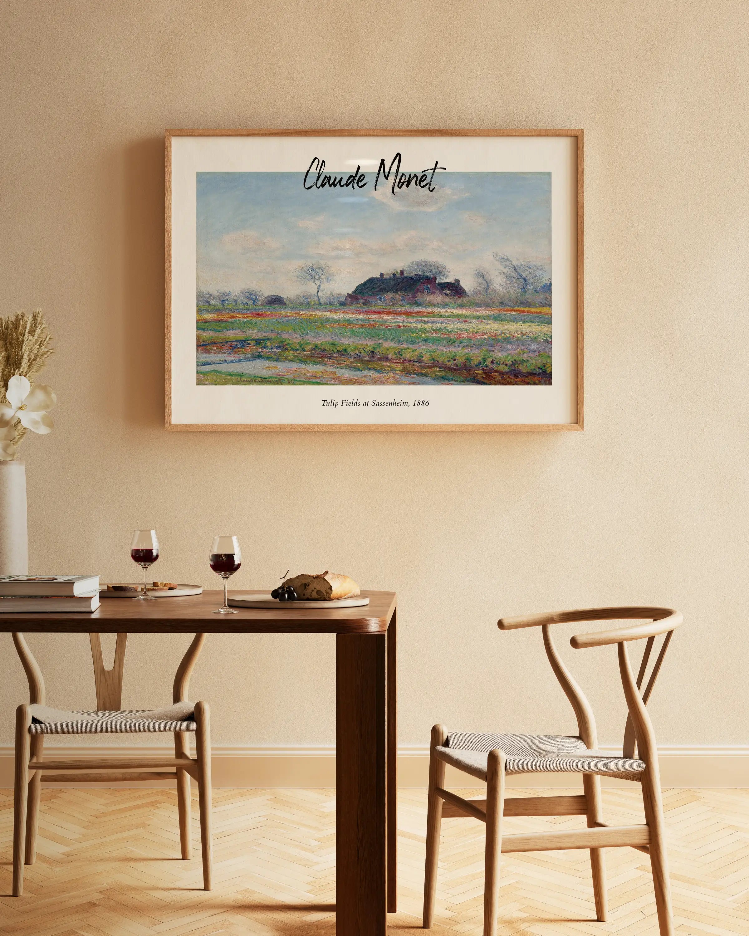 Gekaderde Claude Monet schilderij uit de Tulpenvelden Poster voor kunstliefhebbers