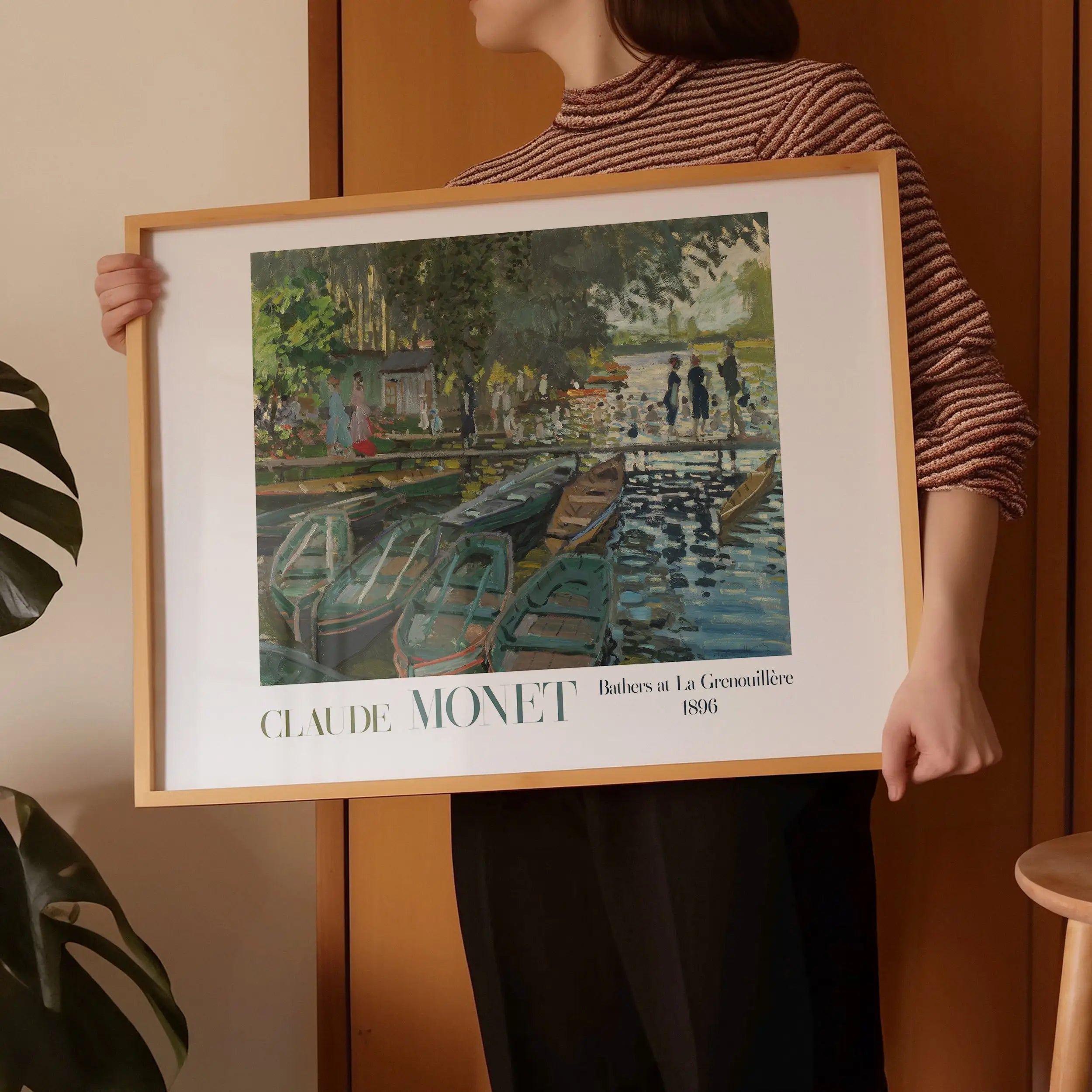 Geframede Monet schilderij Poster van de Baders bij la Grenouillère