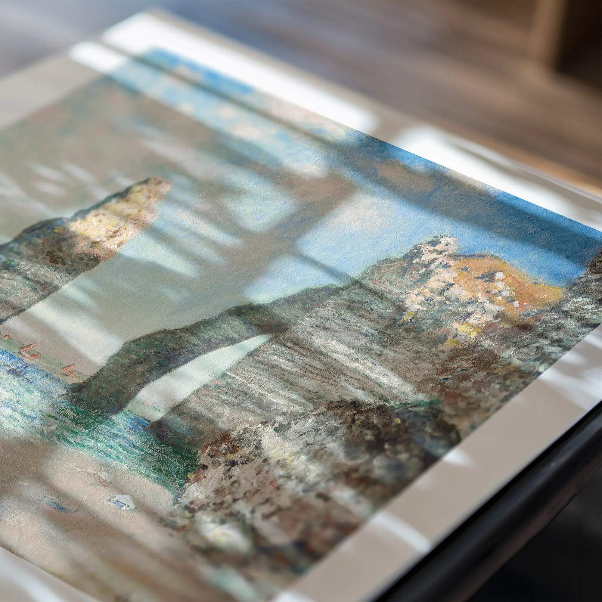 Fraaie ingelijste landschapsschildering van Monet Kliffen bij Étretat poster