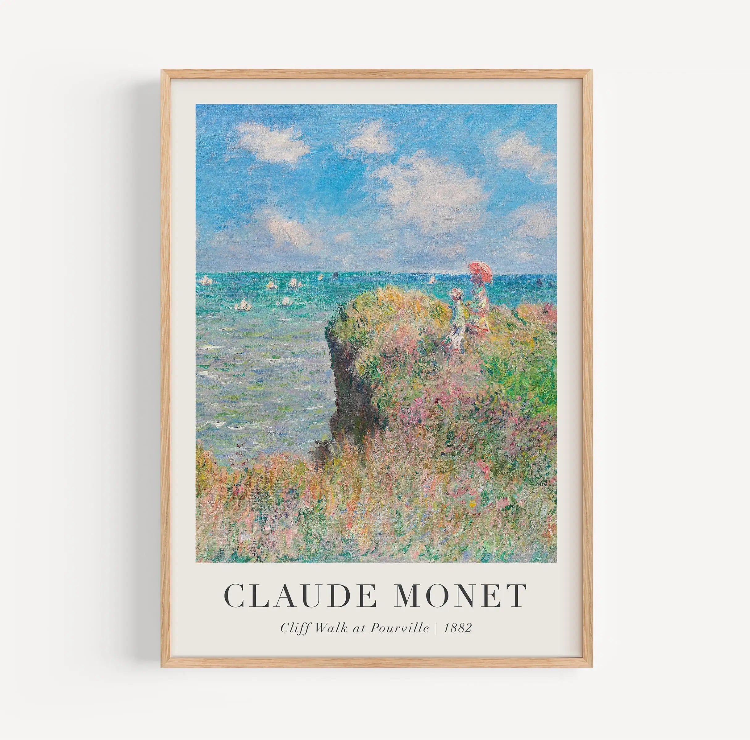 Geboetseerde Claude Monet schilderij afdruk voor Monets Klifwandeling bij Pourville Poster