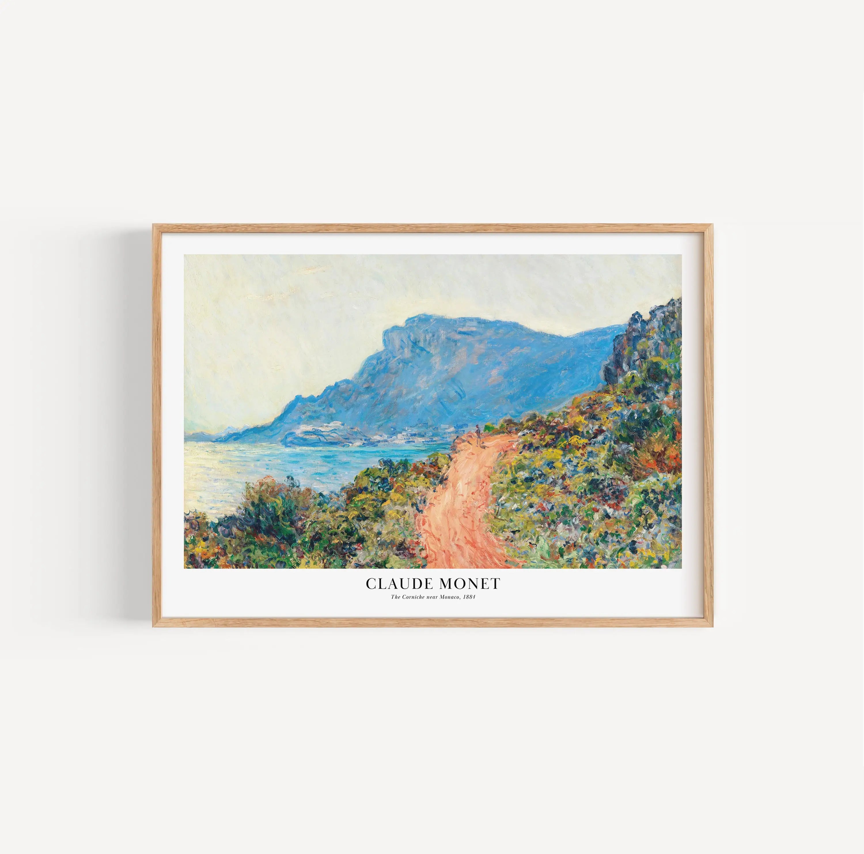 Gehangen impressionistisch landschapsposter van Monets La Corniche nabij Monaco
