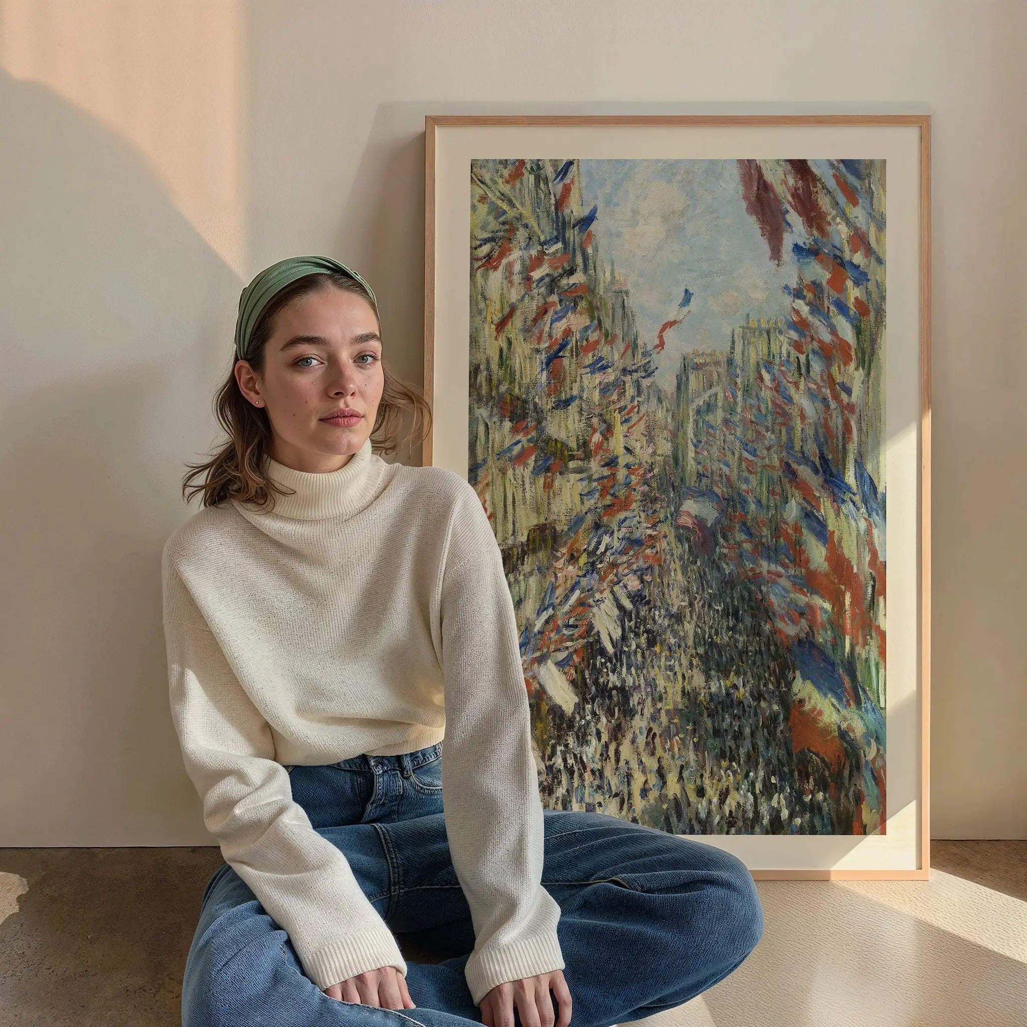 Gerahmde impressionistische poster van Monet’s Rue Montorgueil kunstwerk