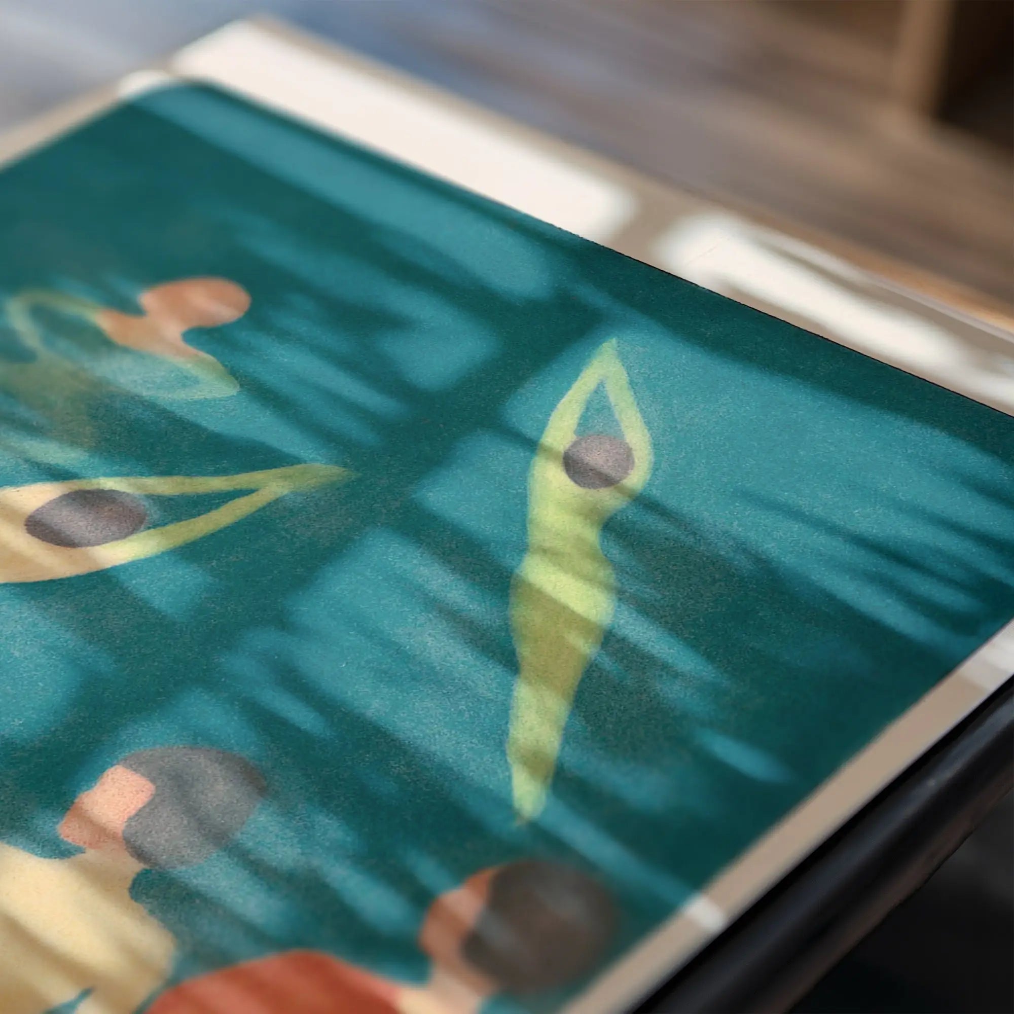 Teal kaart met zwemmers op Munchs Badende Jongens Poster