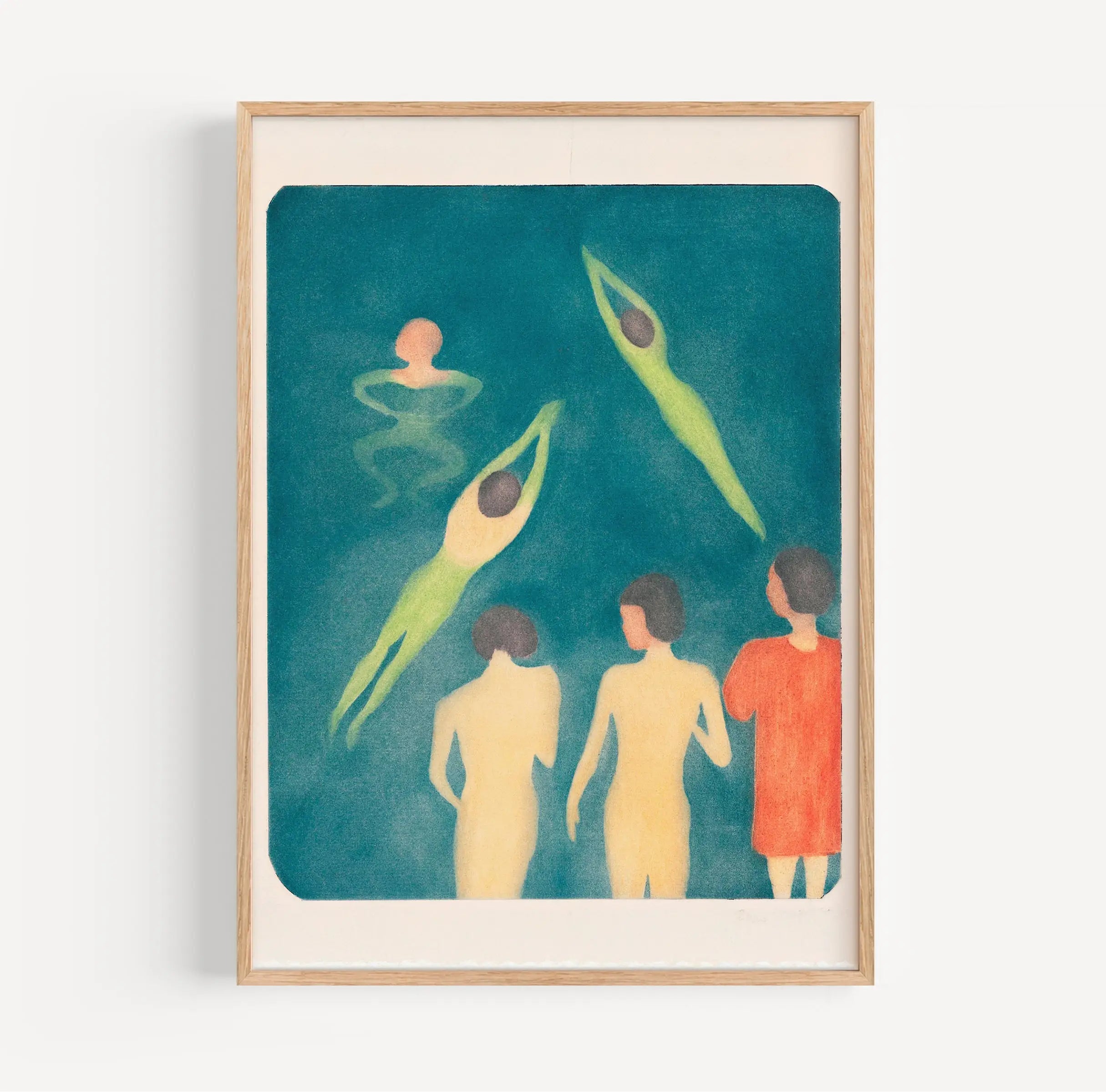 Geserveerde lijst met zwemmers in een Munchs Badende Jongens Poster frame
