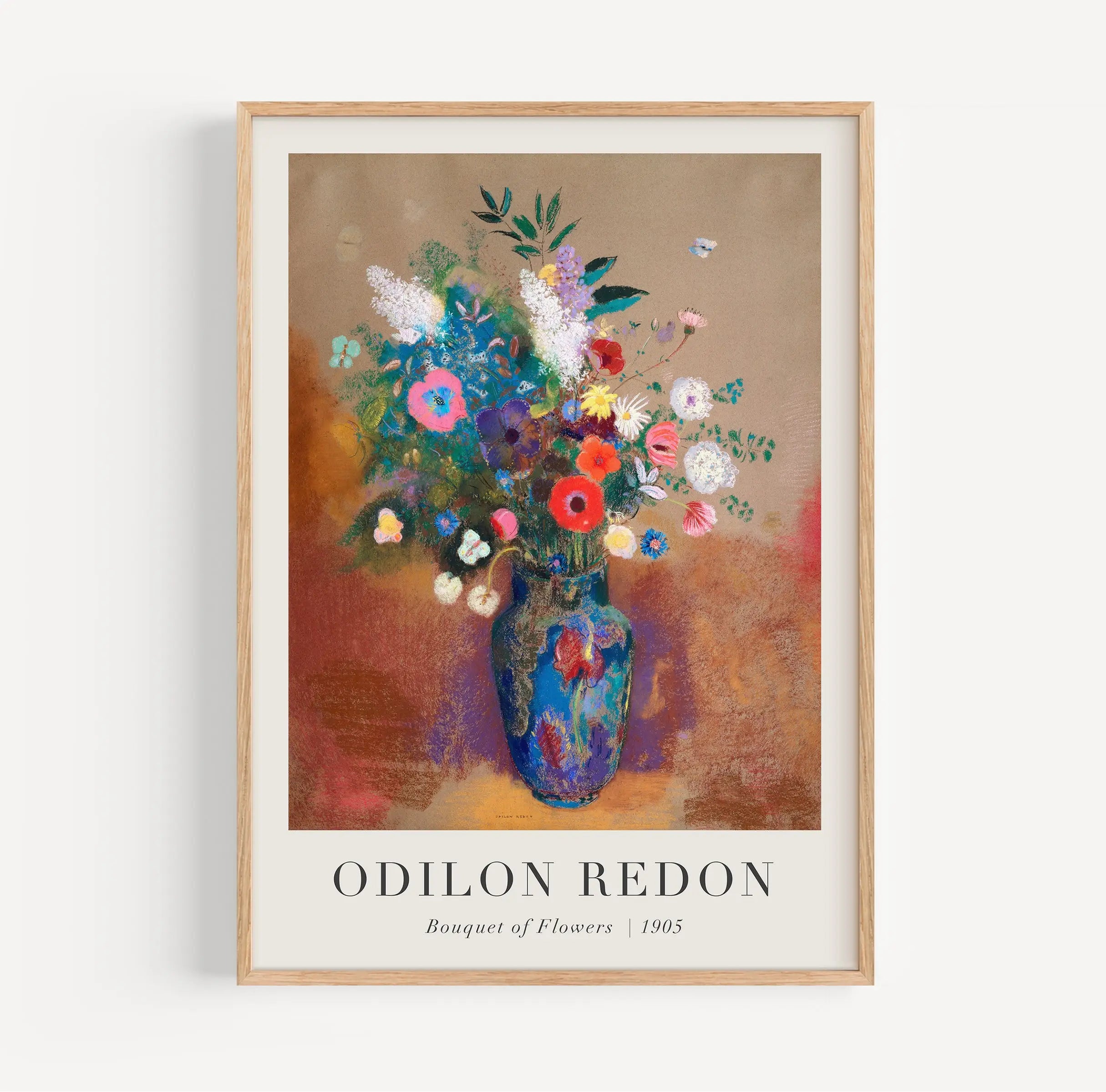 Geparfumeerde bloem stilleven schilderij in lijst van Odilon Redon Bloemenposter