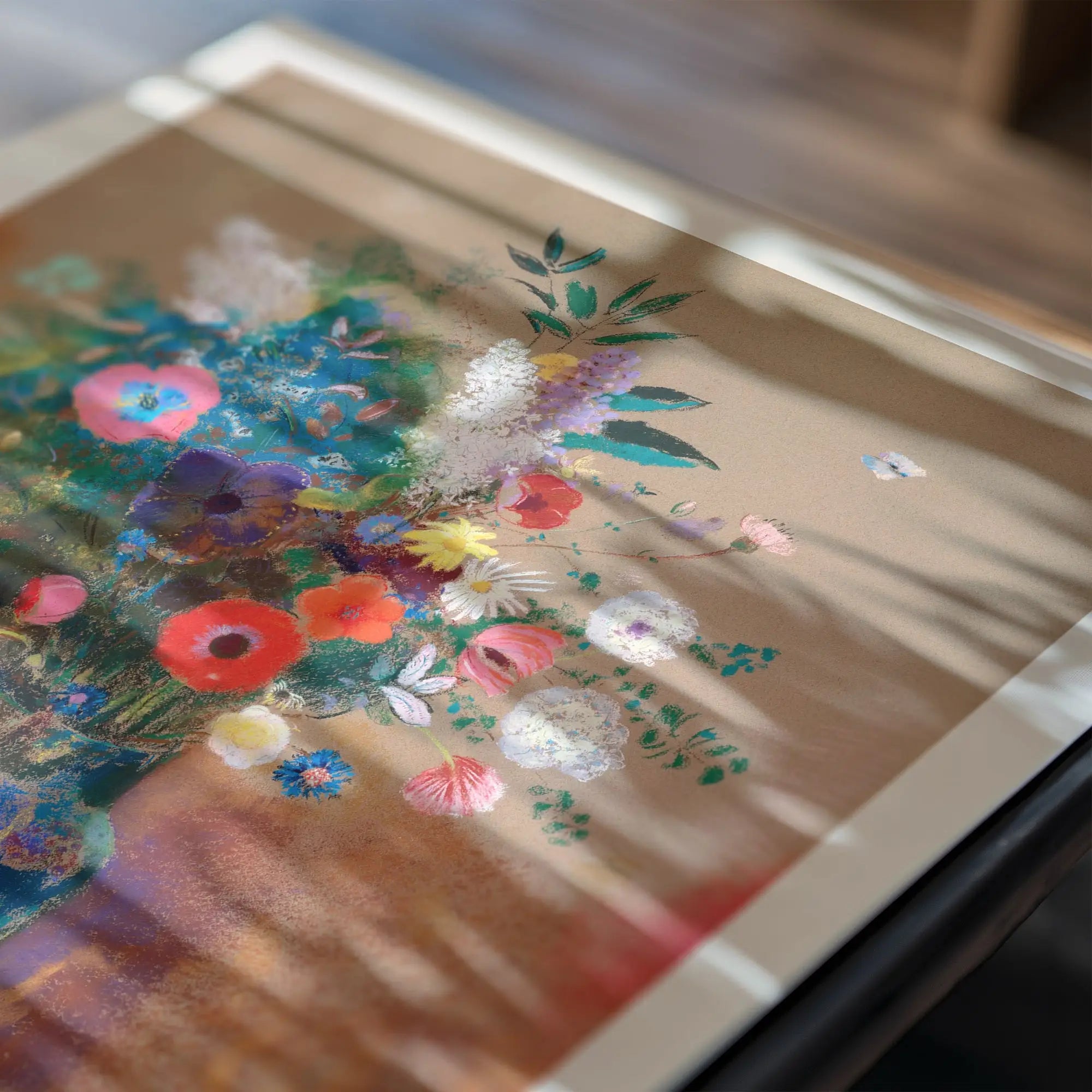 Gekaderd bloemenschilderij van Odilon Redon voor de Bloemenposter collectie