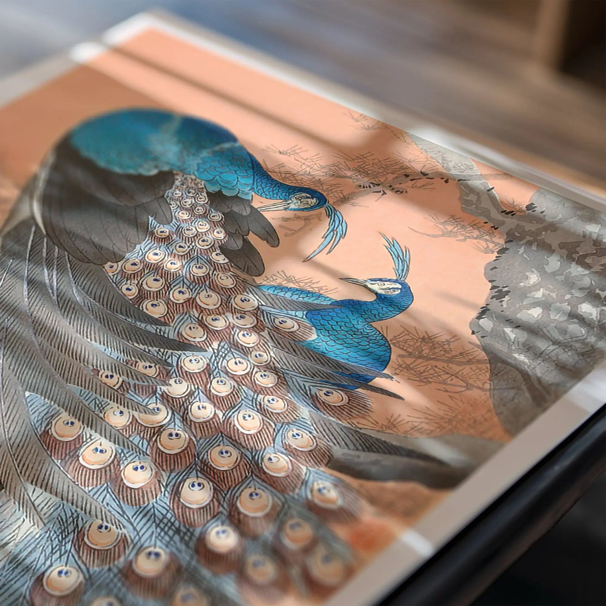 Peacock art print in the Ohara Koson Pauwen Poster op de muur