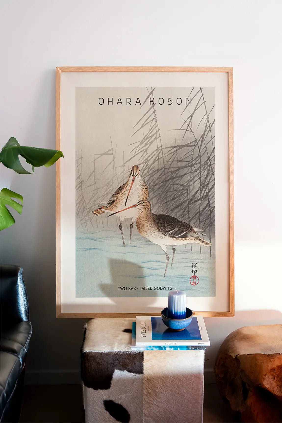 Geleefde vogelprint in lijst van Ohara Koson Twee Grutto’s Poster