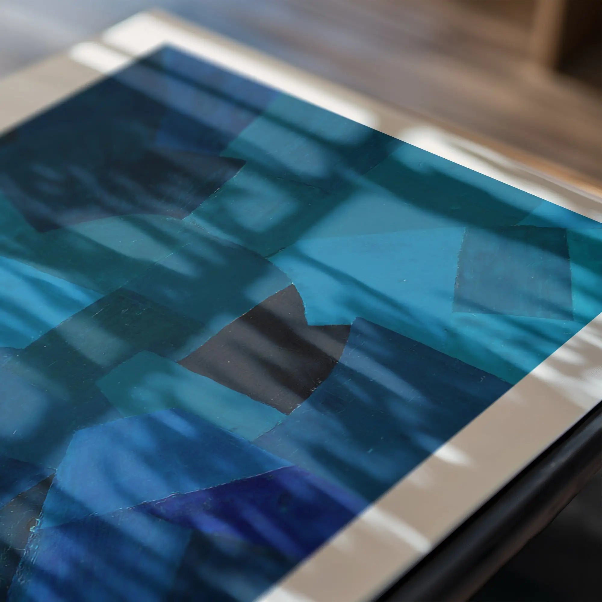 Blauw geometrisch kunstwerk op Otto Freundlich Composition in Blue Poster