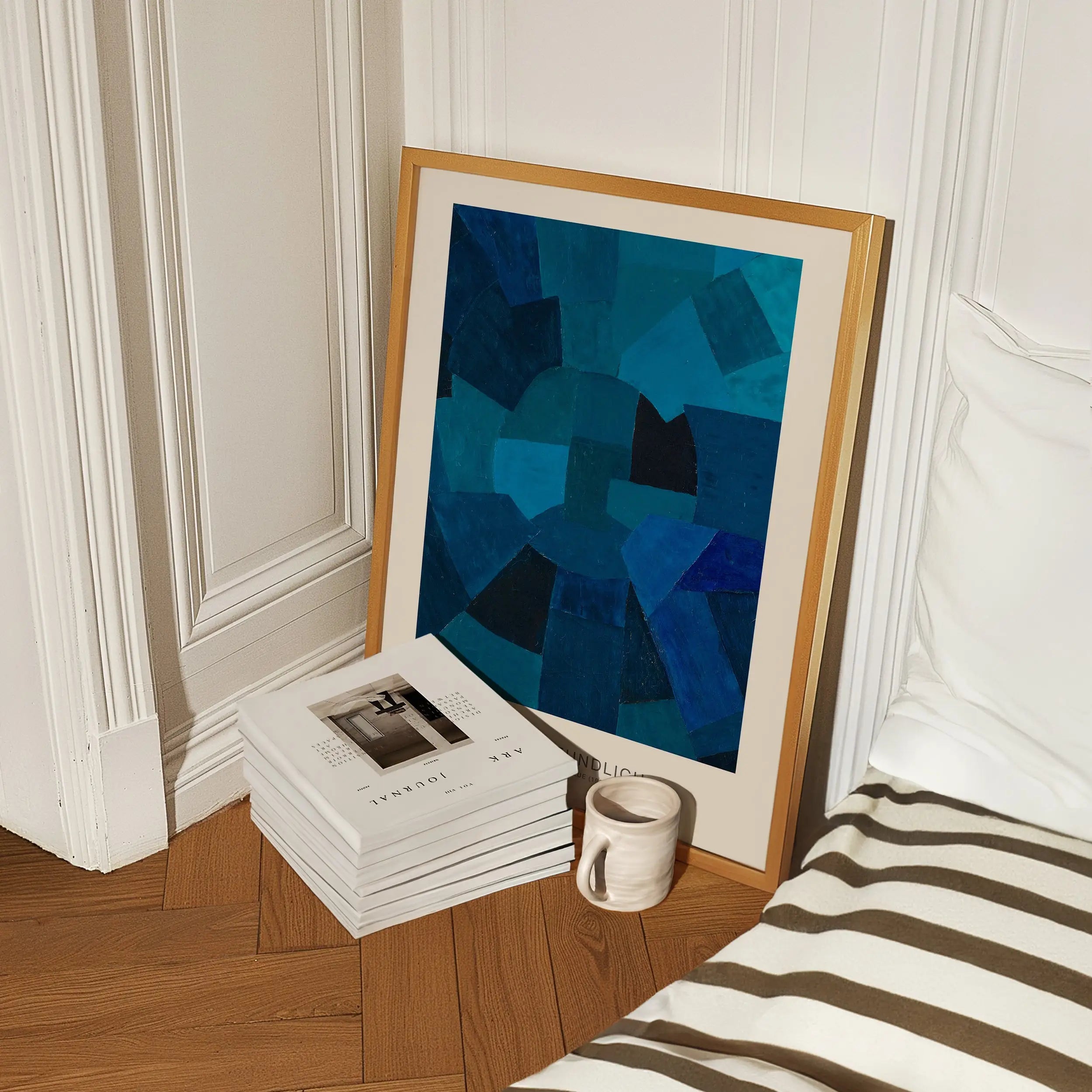 Framed blauw geometrisch kunstwerk in Otto Freundlich Composition in Blue Poster
