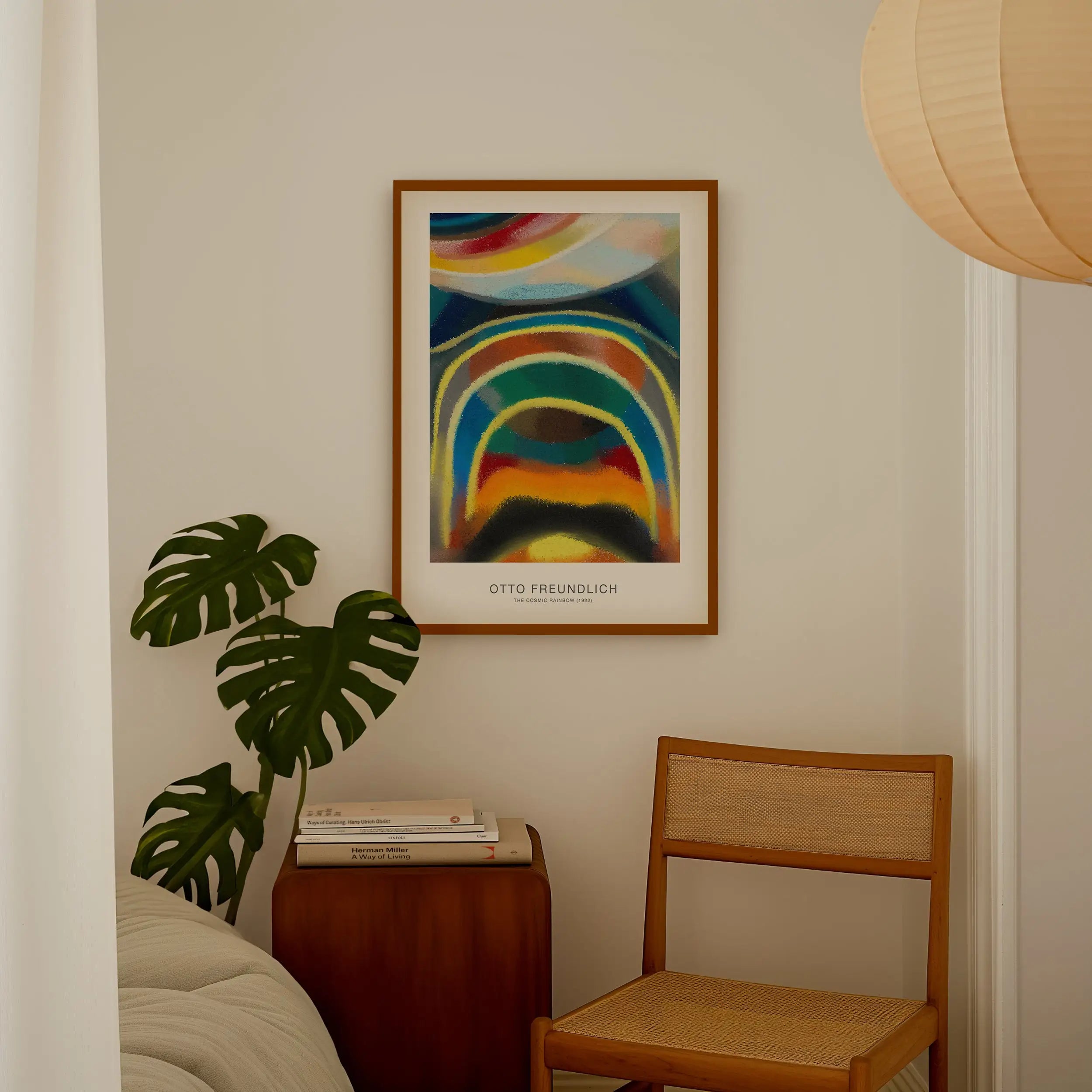 Gemonteerde abstracte kunstprint van Otto Freundlich Cosmic Rainbow Poster