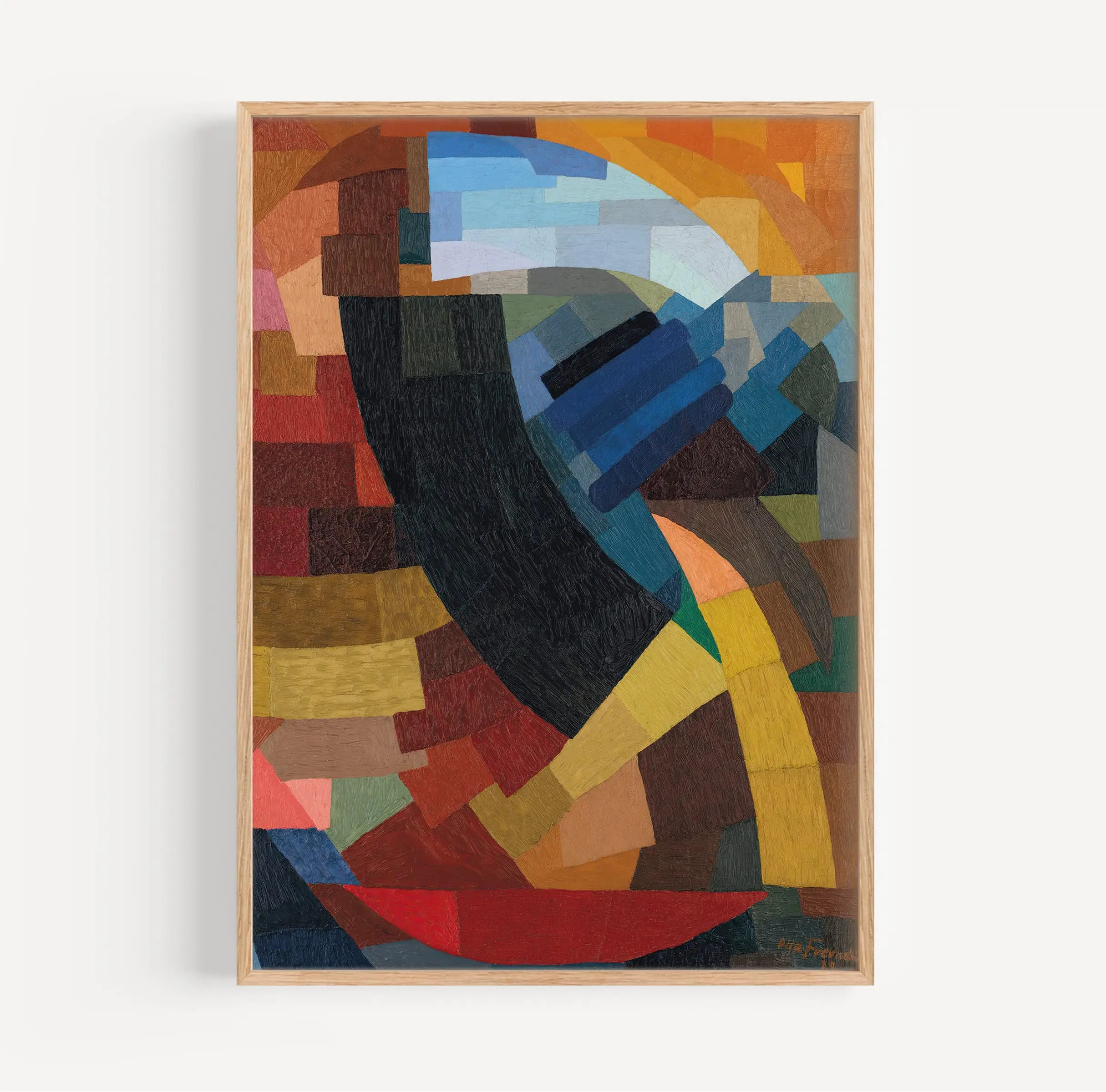Abstract geometrisch schilderij in warme tinten voor Otto Freundlich Fragments de figure Poster