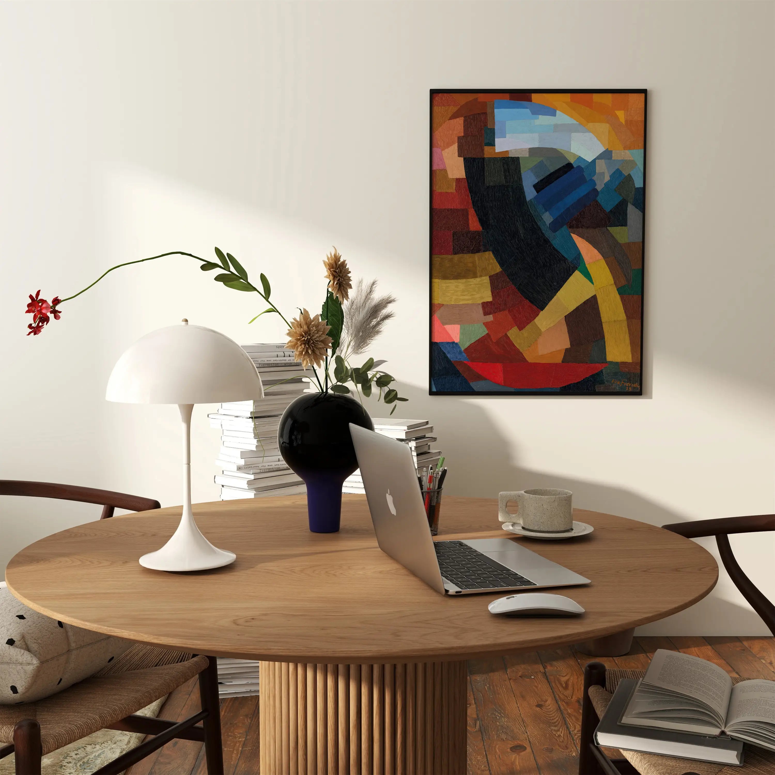 Ronde houten tafel op de Otto Freundlich Fragments de figure Poster