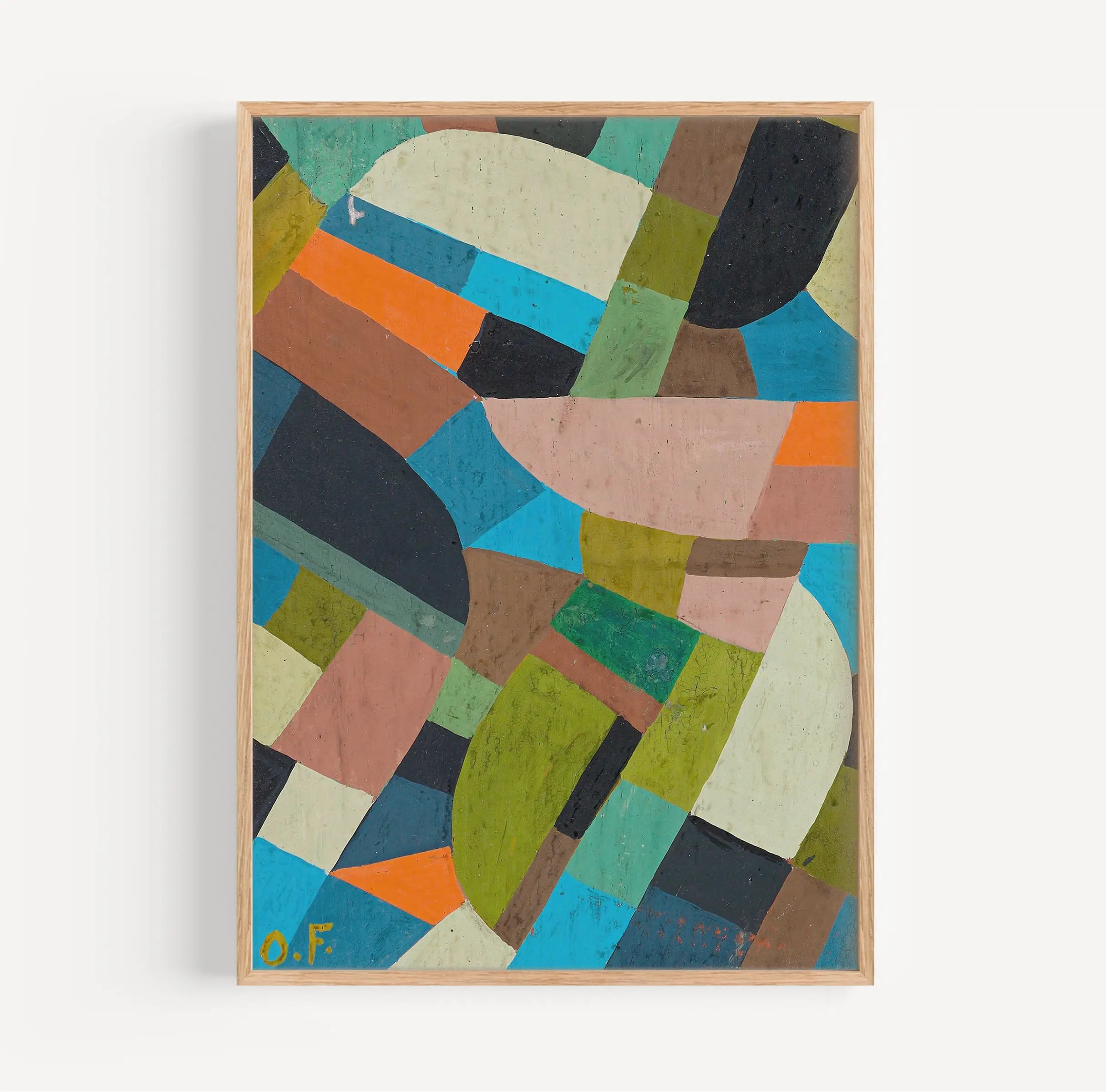 Abstract geometrisch kunstwerk in houten frame voor Otto Freundlich Petite Composition Poster