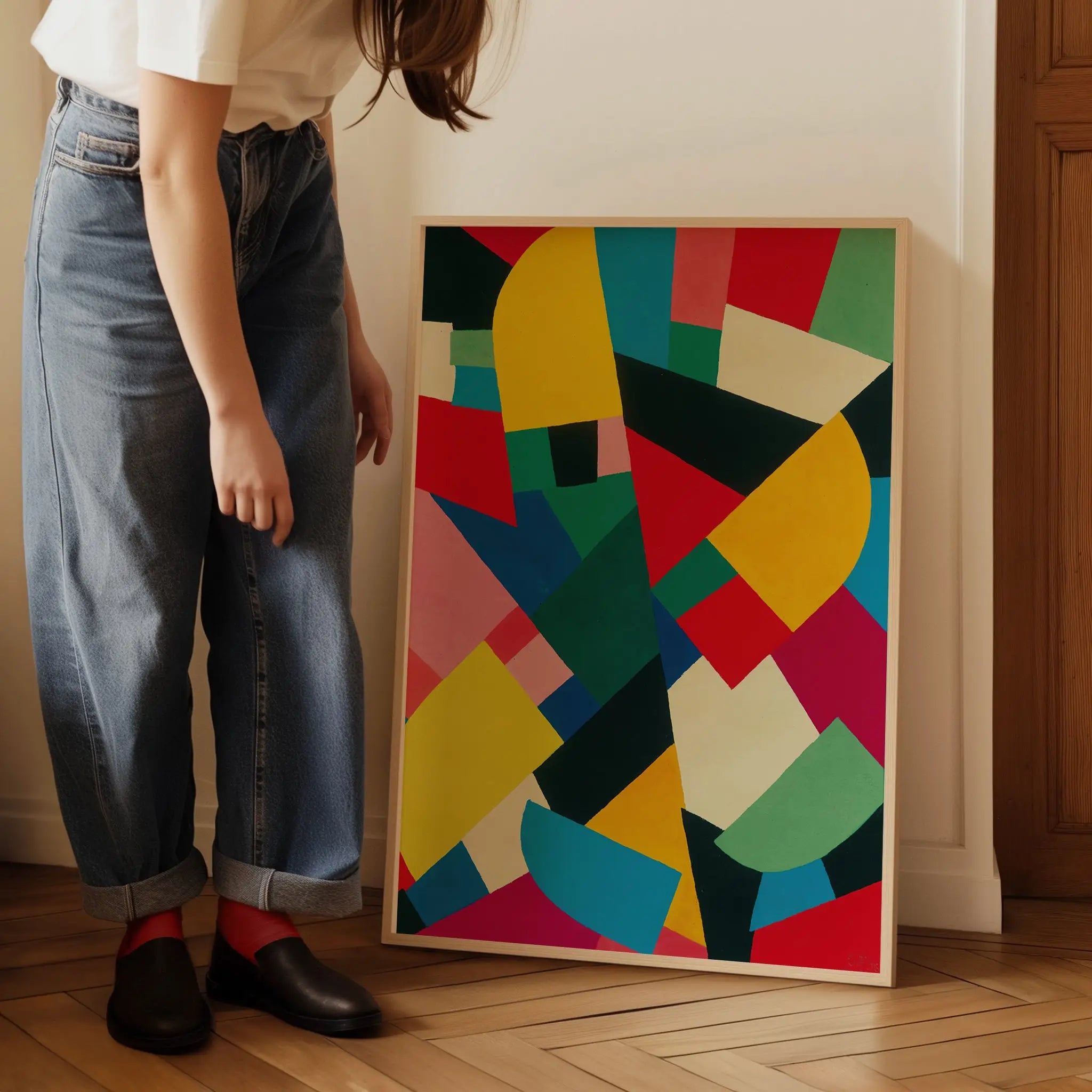 Gemandelde abstracte geometrische kunst in frame van Otto Freundlich Zonder Titel poster