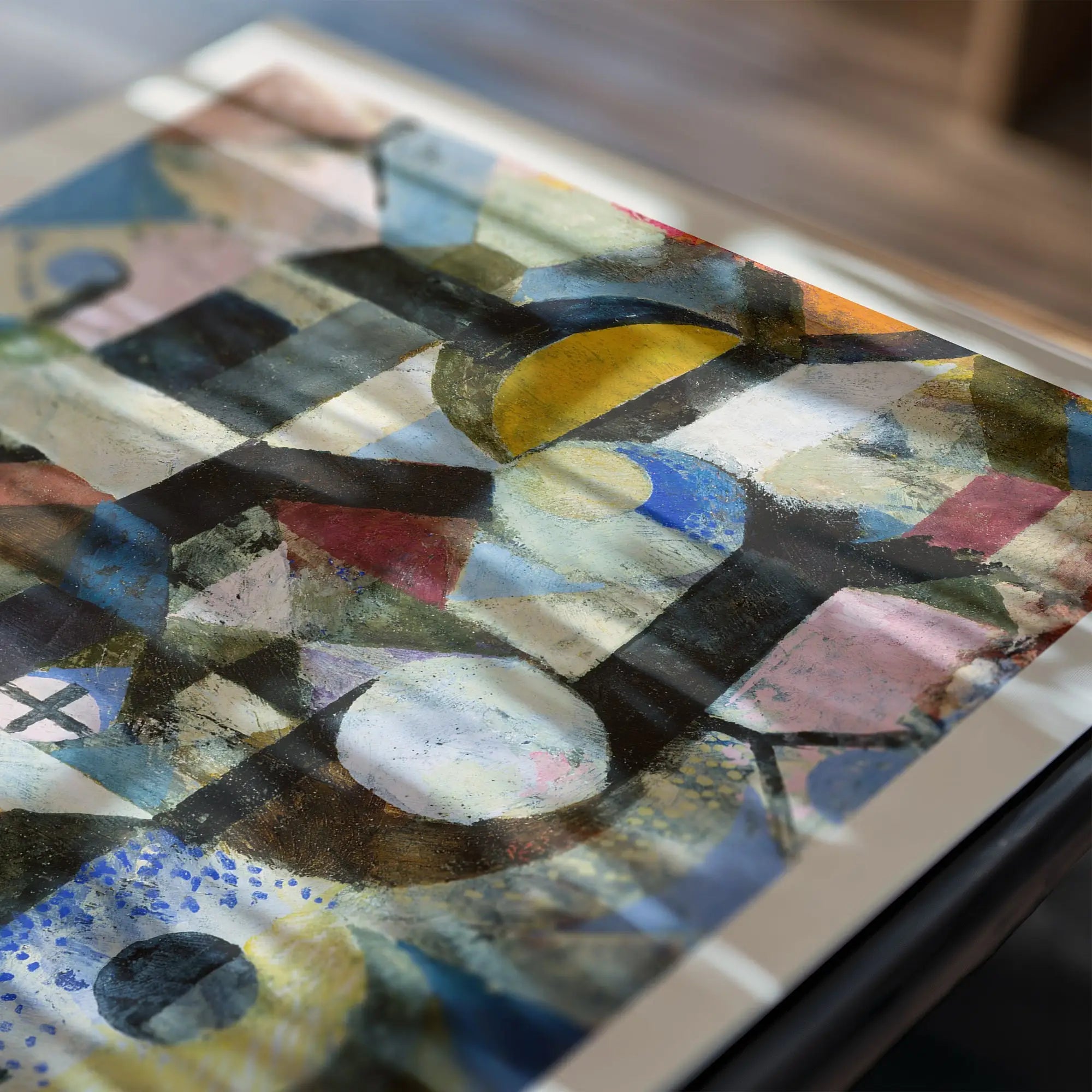 Abstract geometrisch schilderij op poster Paul Compositie met Gele Halve Maan