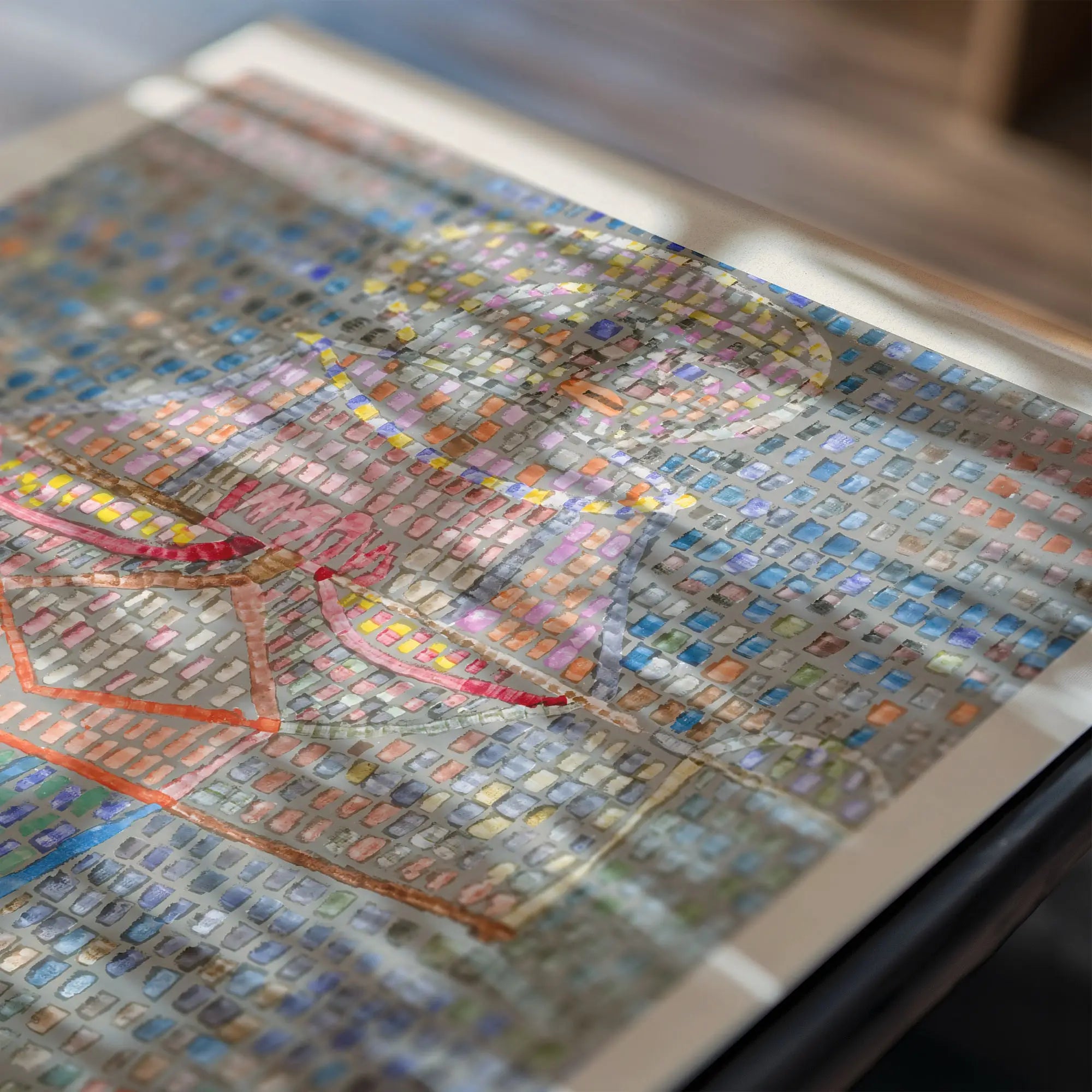 Abstracte mozaïekkunst voor Paul Klee Jongen in Kostuum Poster