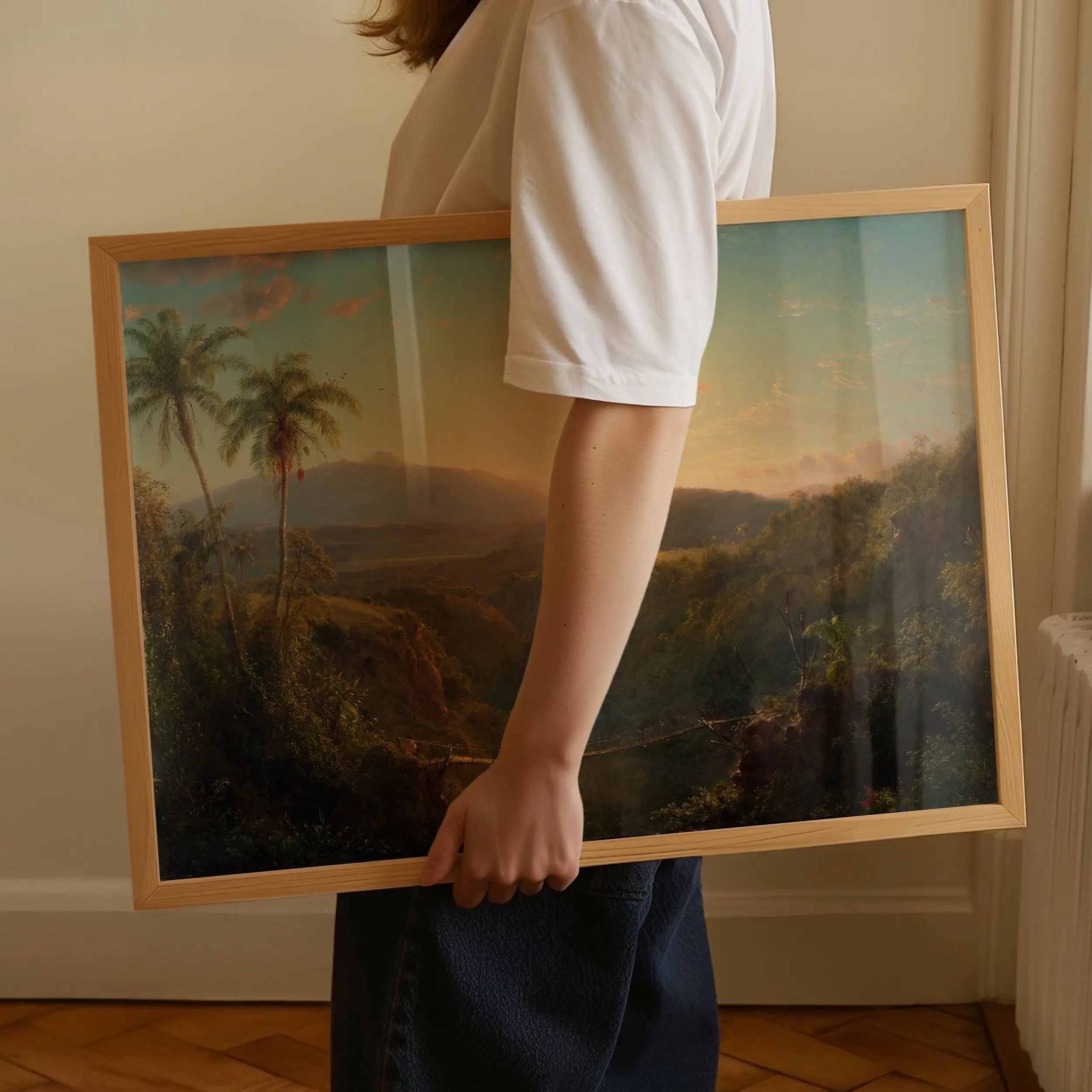 Geverfde landschapsposter door Edwin Church in een lijst, Pichincha Poster deur