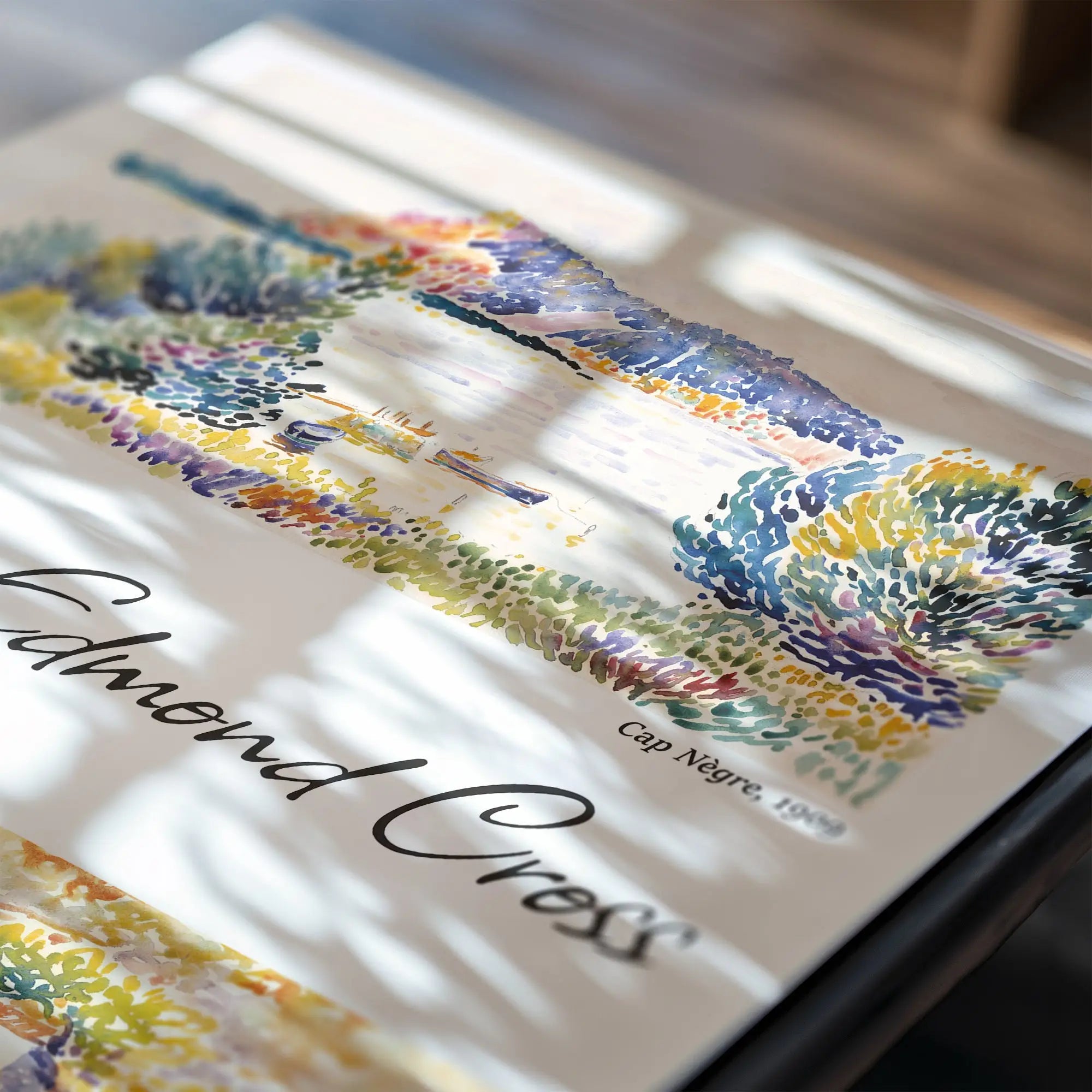 Gepresenteerde poster van een omlijst pointillistische schilderkunst door Henri Edmond Cross
