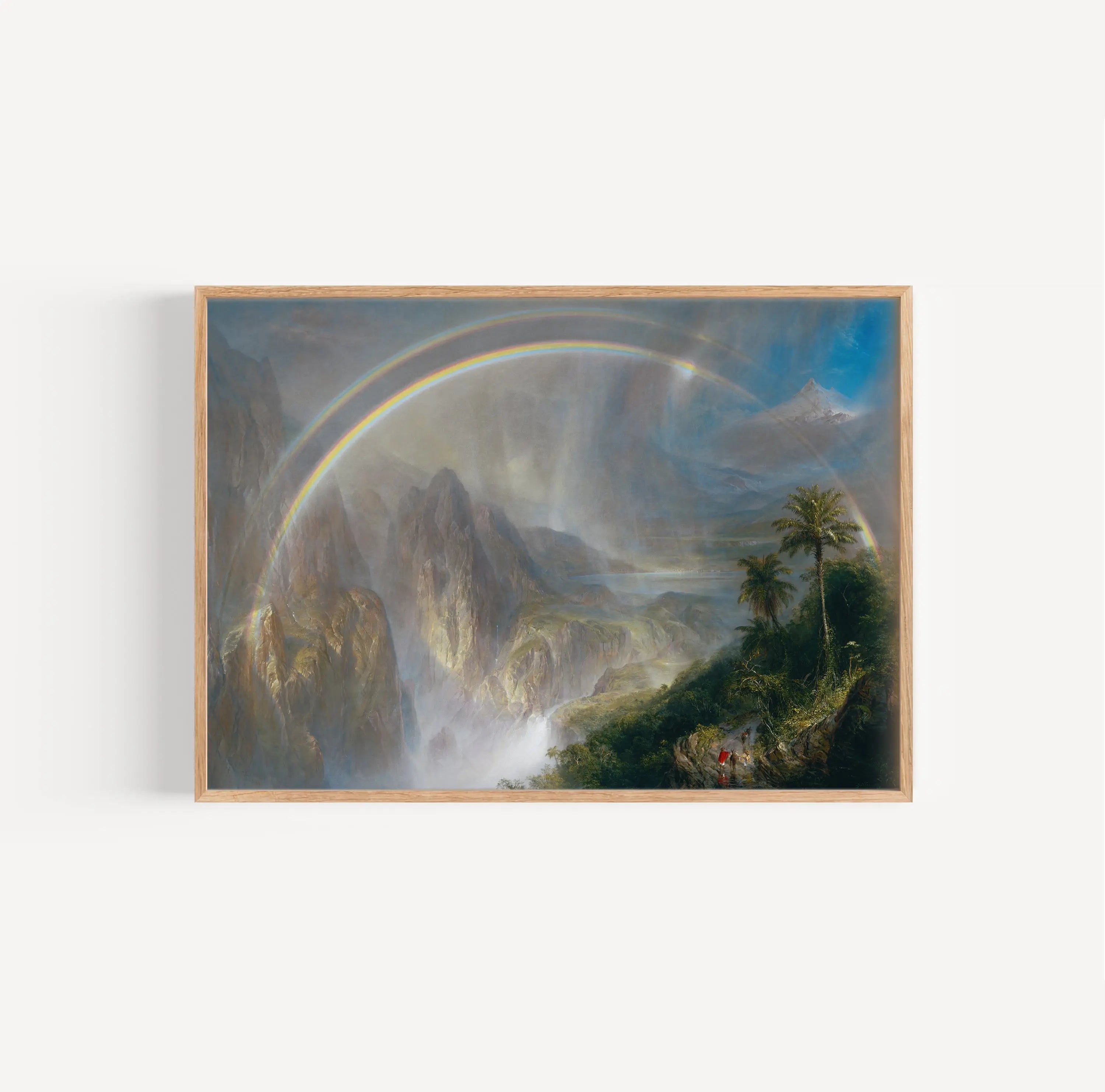 Gepubliceerd landschapsschilderij met regenboog in de Rainy Season in the Tropics Poster