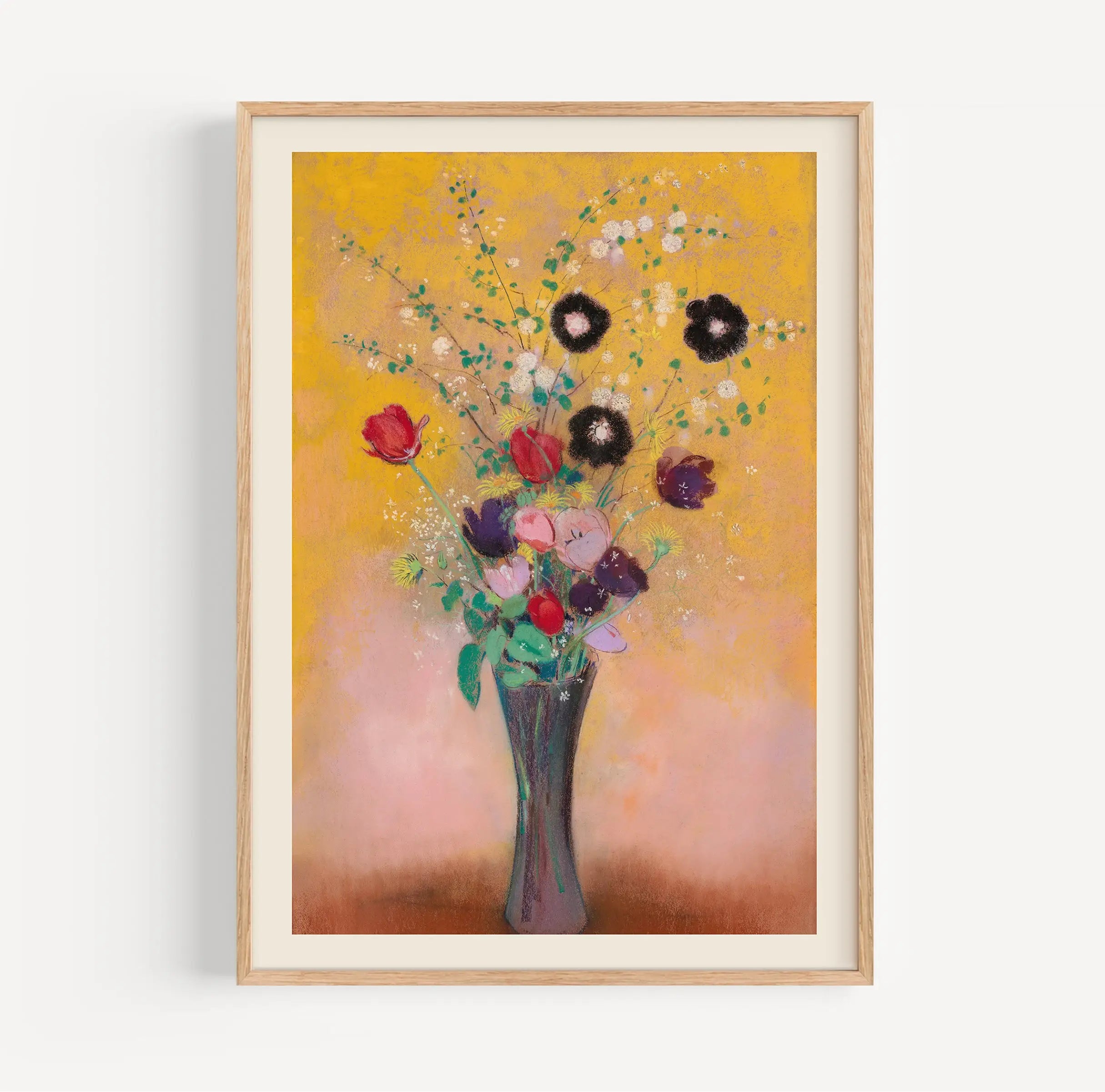 Framed floral still life poster voor Redons Vaas met Bloemen decoratieve kunst