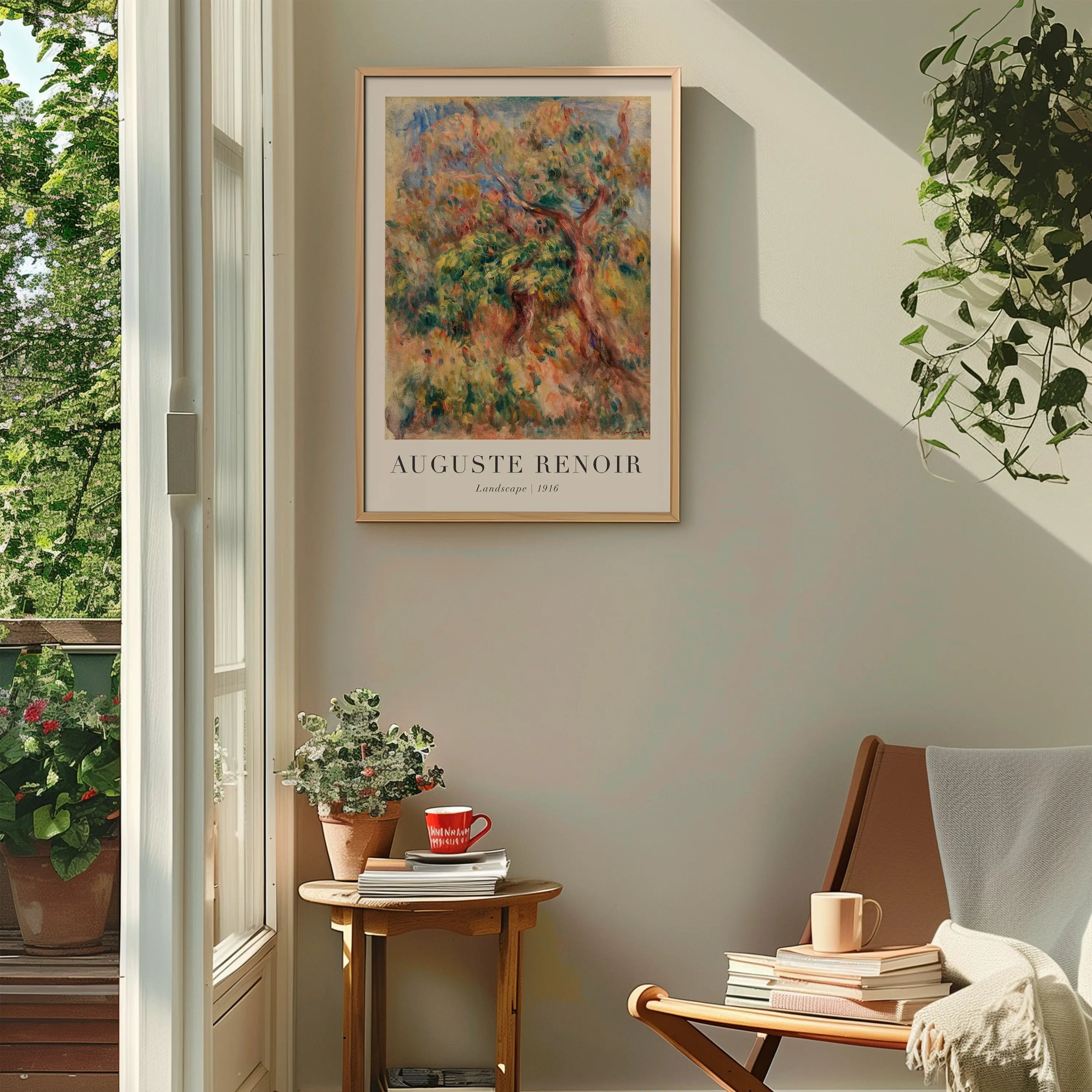 Geverfde Renoir landschapsposter in een zwart frame voor kunstliefhebbers