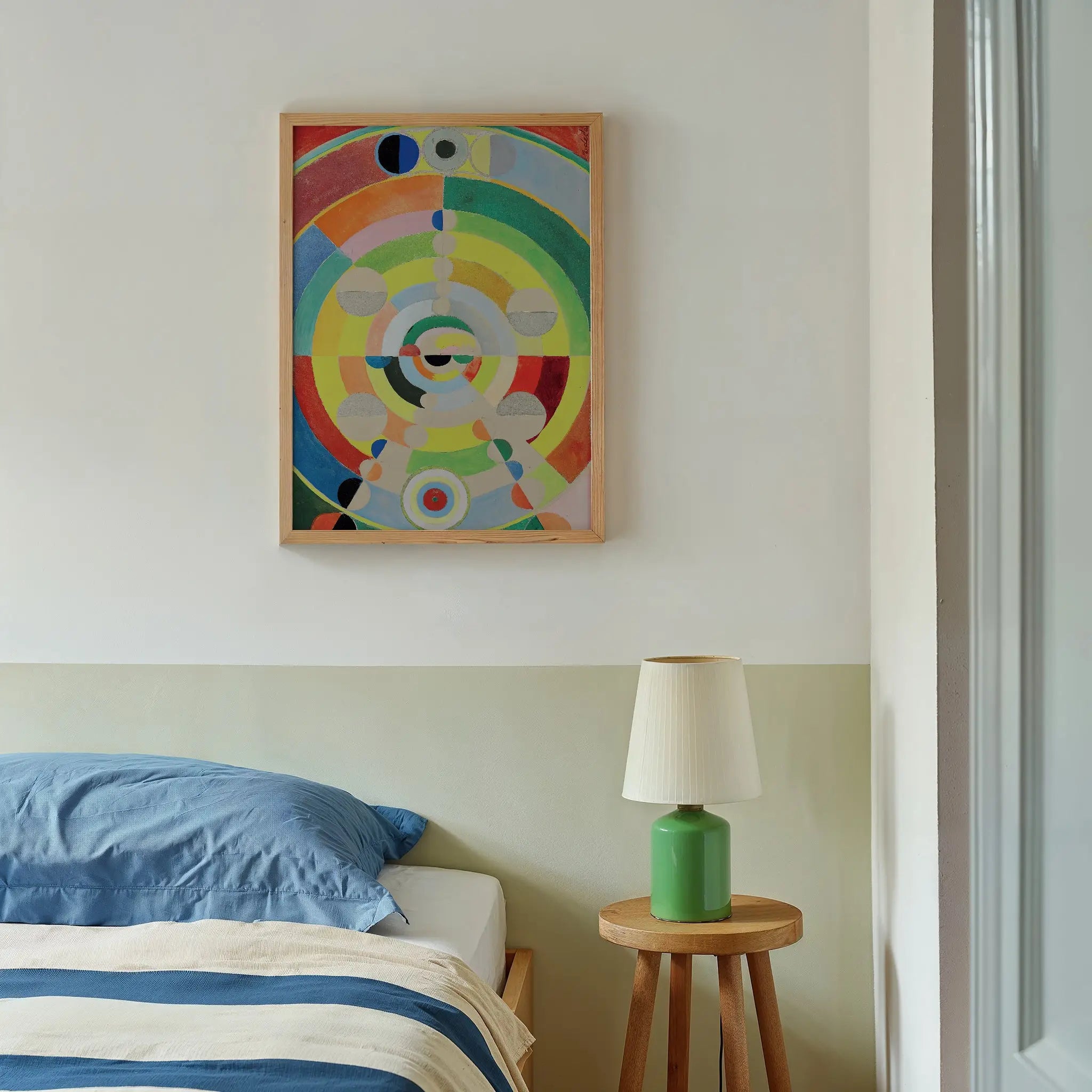 Framed abstract circular painting van Robert Delaunay Disc-Relief Poster