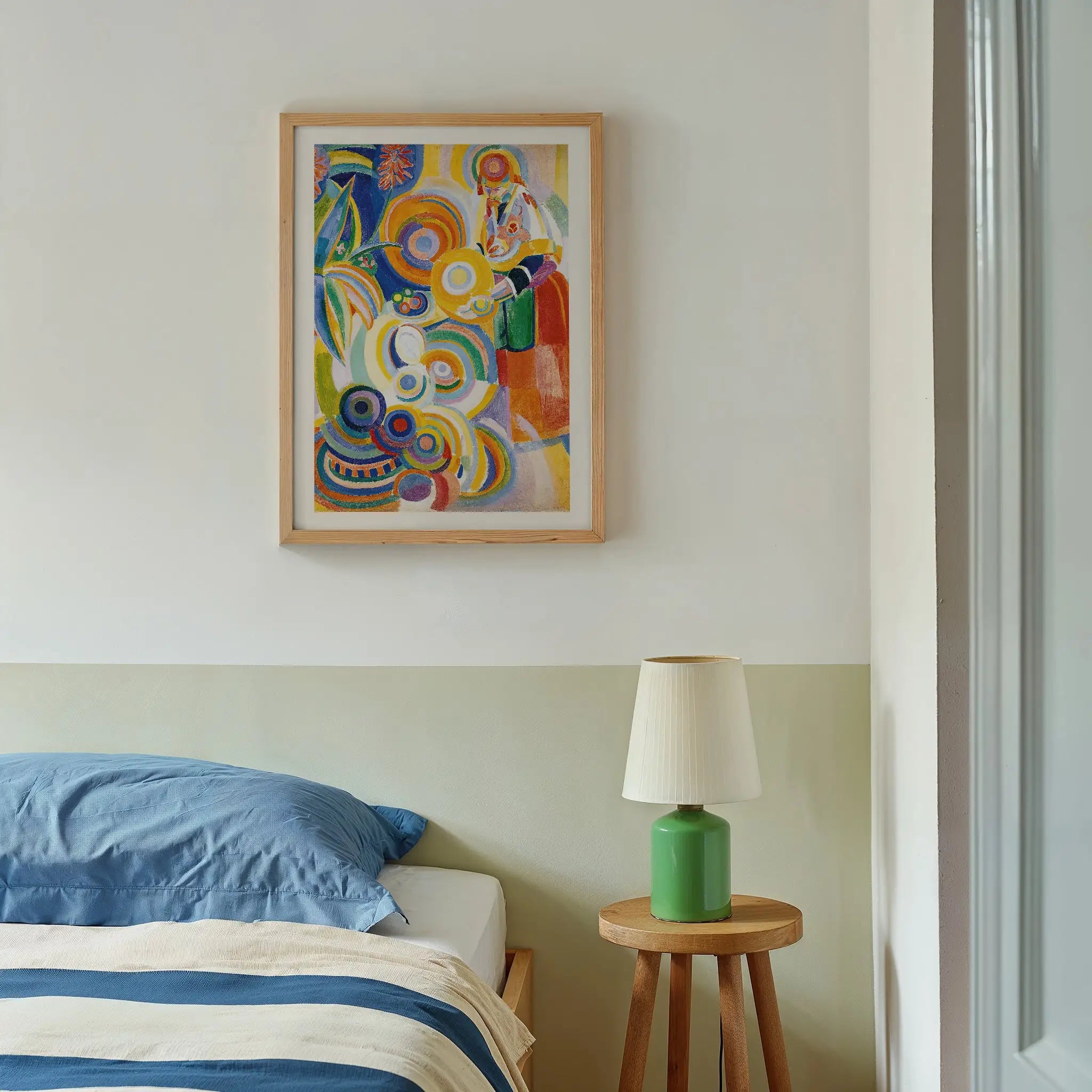 Kleurrijk abstract schilderij in houten lijst voor Robert Delaunay Portugese Vrouw Poster