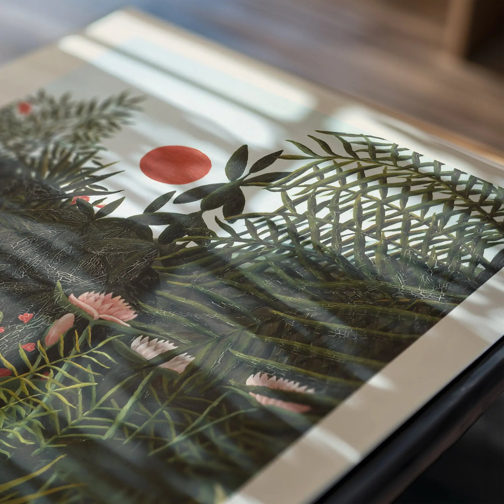 Tropisch bladkunstprint voor Rousseau De Ondergang van de Zon Poster