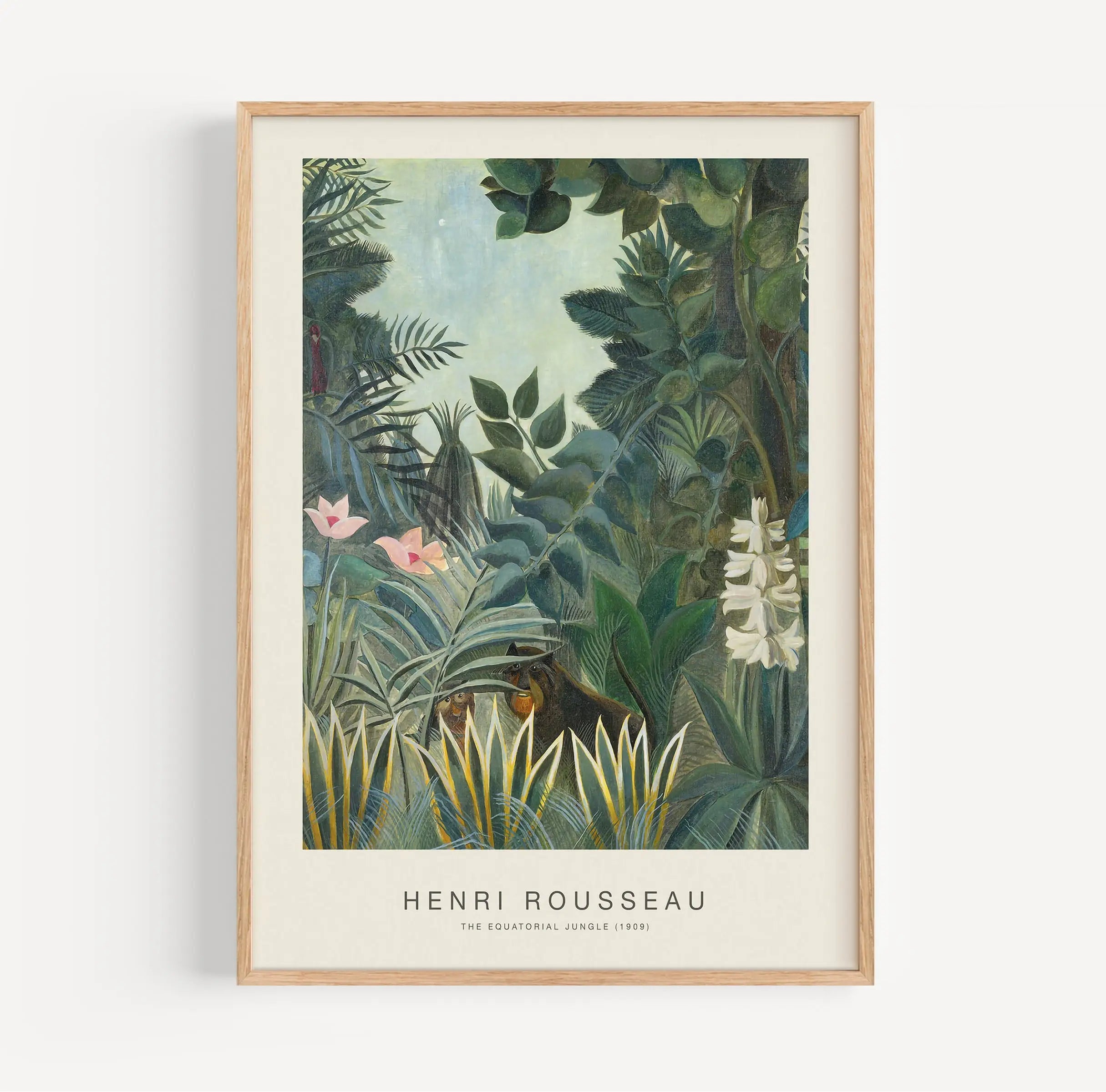 Gespannen jungle schildering op Rousseaus Evenaarjungle Poster wanddecoratie