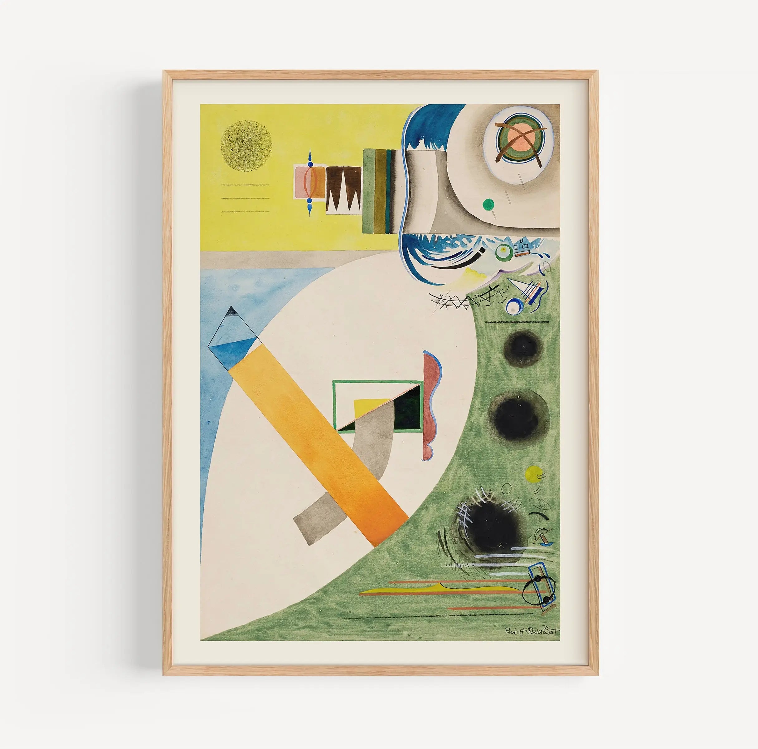 Gepersonaliseerd abstract schilderij in lijst via Rudolf Bauer RB0551 Serioso Poster