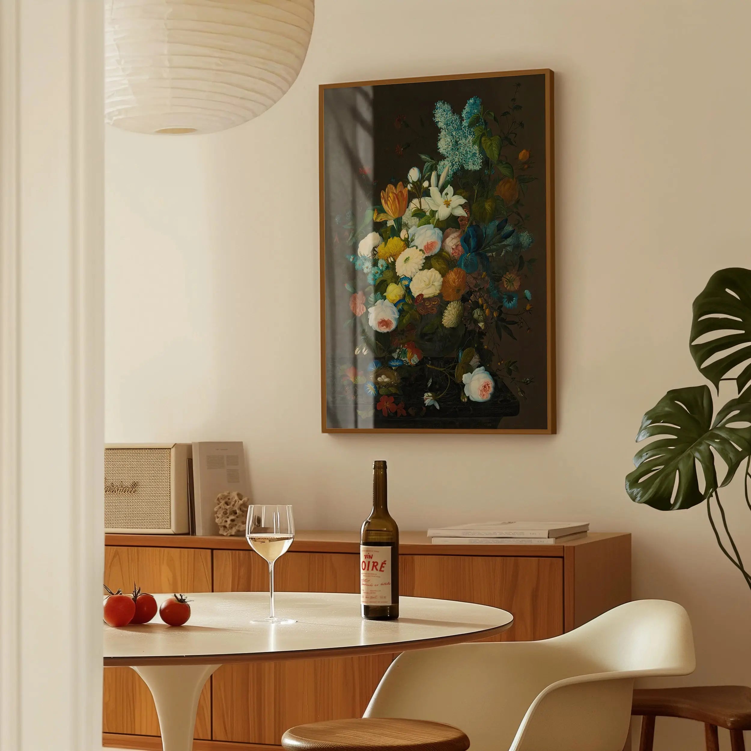 Floraal schilderij in houten lijst van Severin Roesen Bloemenposter
